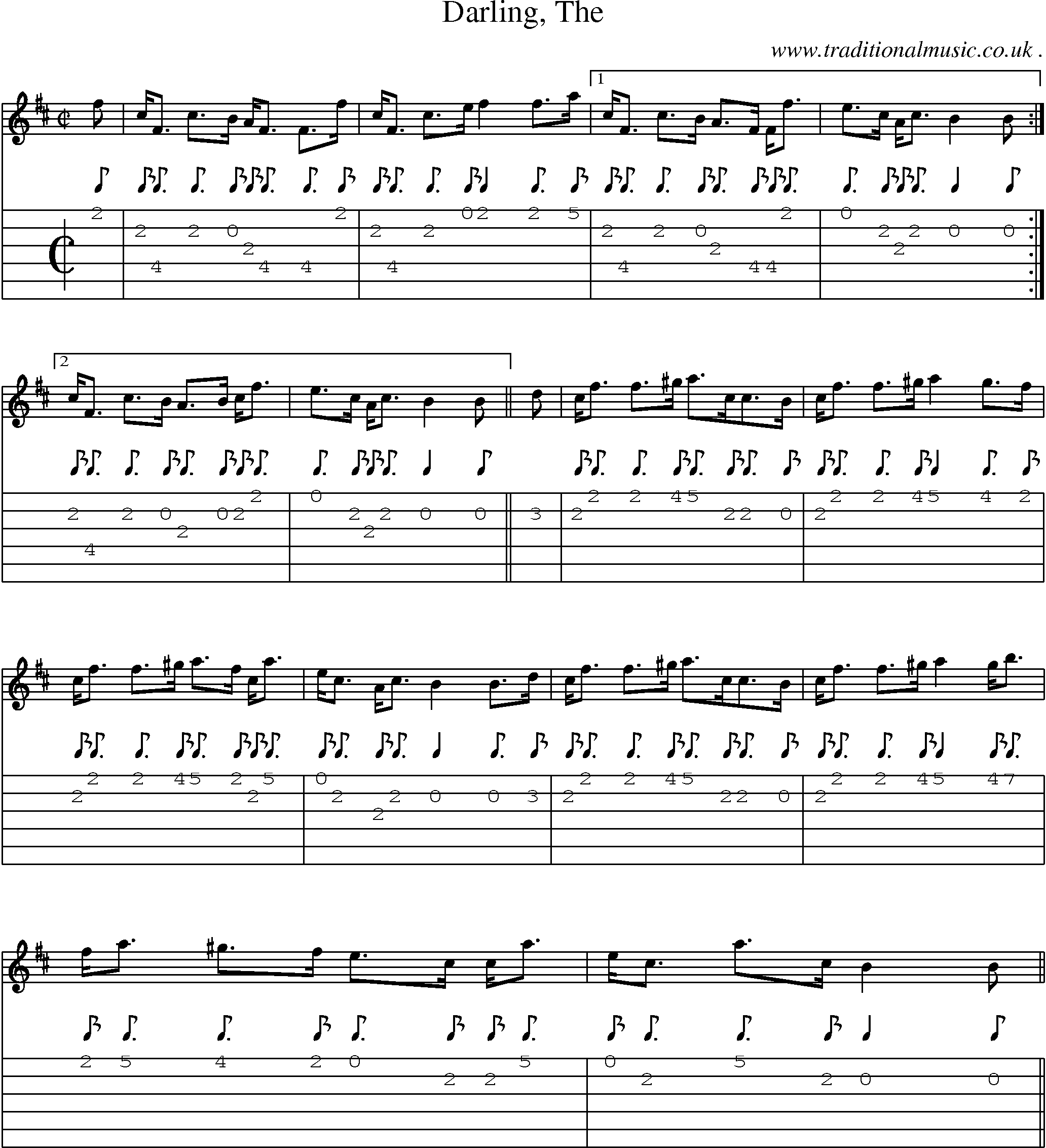 Sheet-music  score, Chords and Guitar Tabs for Darling The