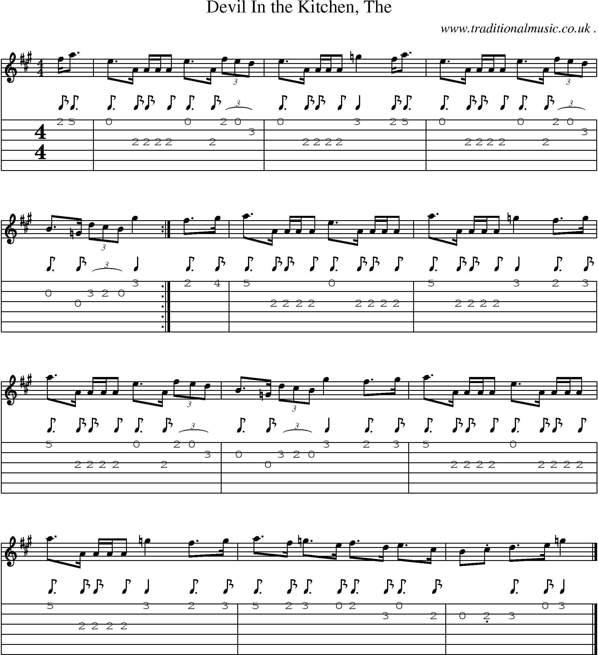 Sheet-music  score, Chords and Guitar Tabs for Devil In The Kitchen The