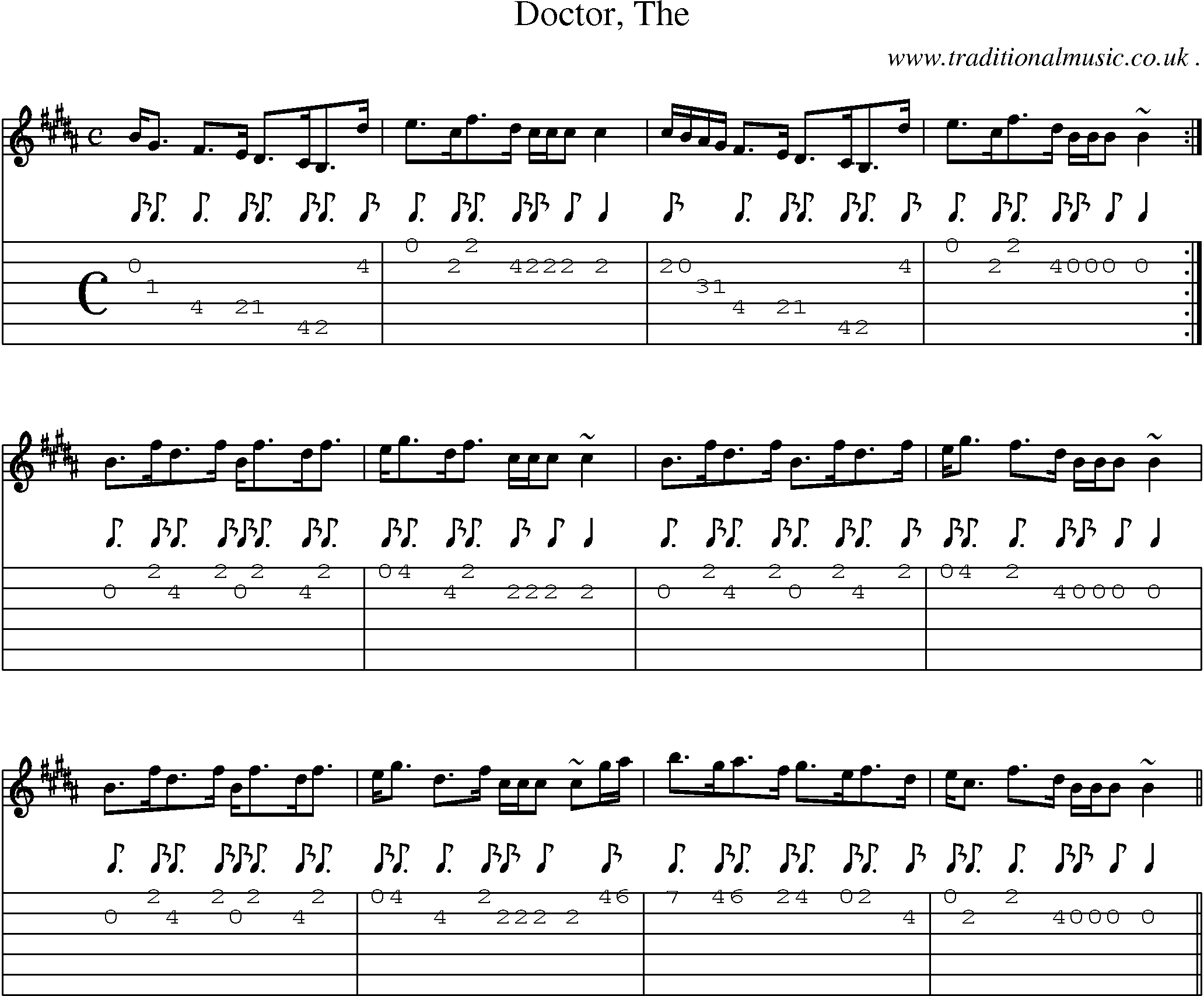 Sheet-music  score, Chords and Guitar Tabs for Doctor The