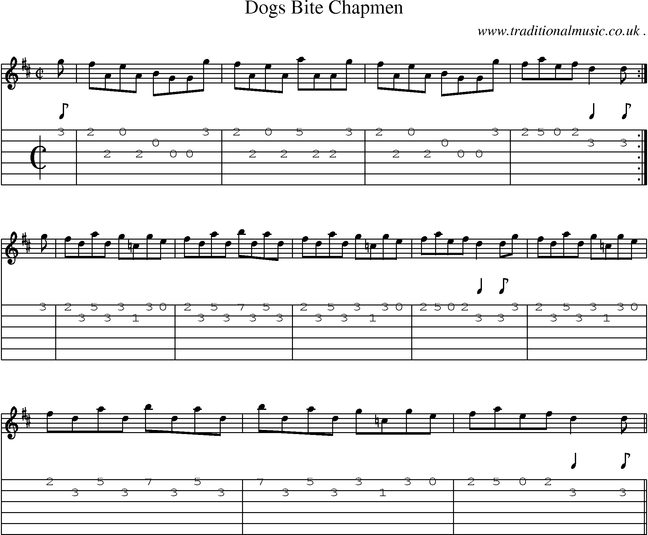 Sheet-music  score, Chords and Guitar Tabs for Dogs Bite Chapmen