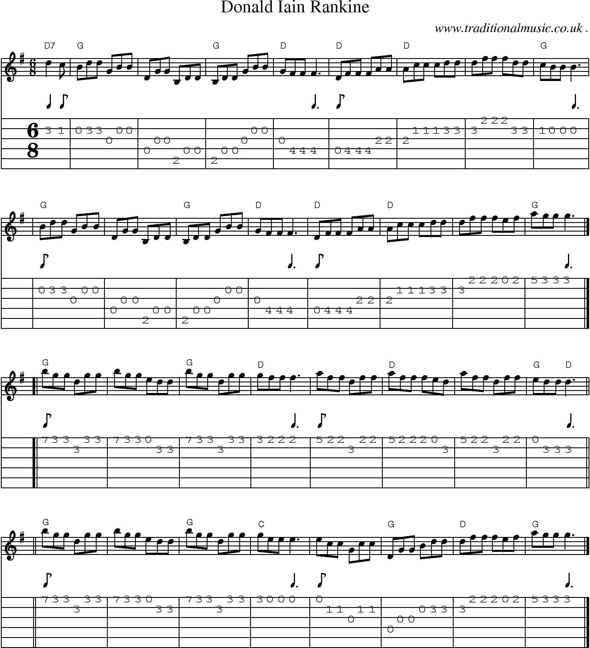 Sheet-music  score, Chords and Guitar Tabs for Donald Iain Rankine