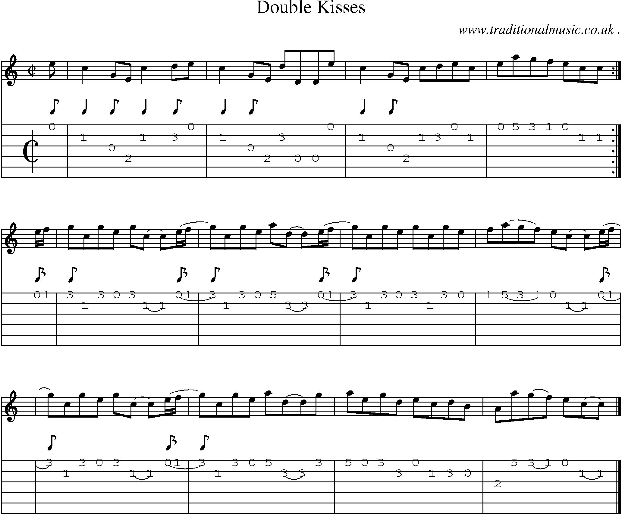 Sheet-music  score, Chords and Guitar Tabs for Double Kisses