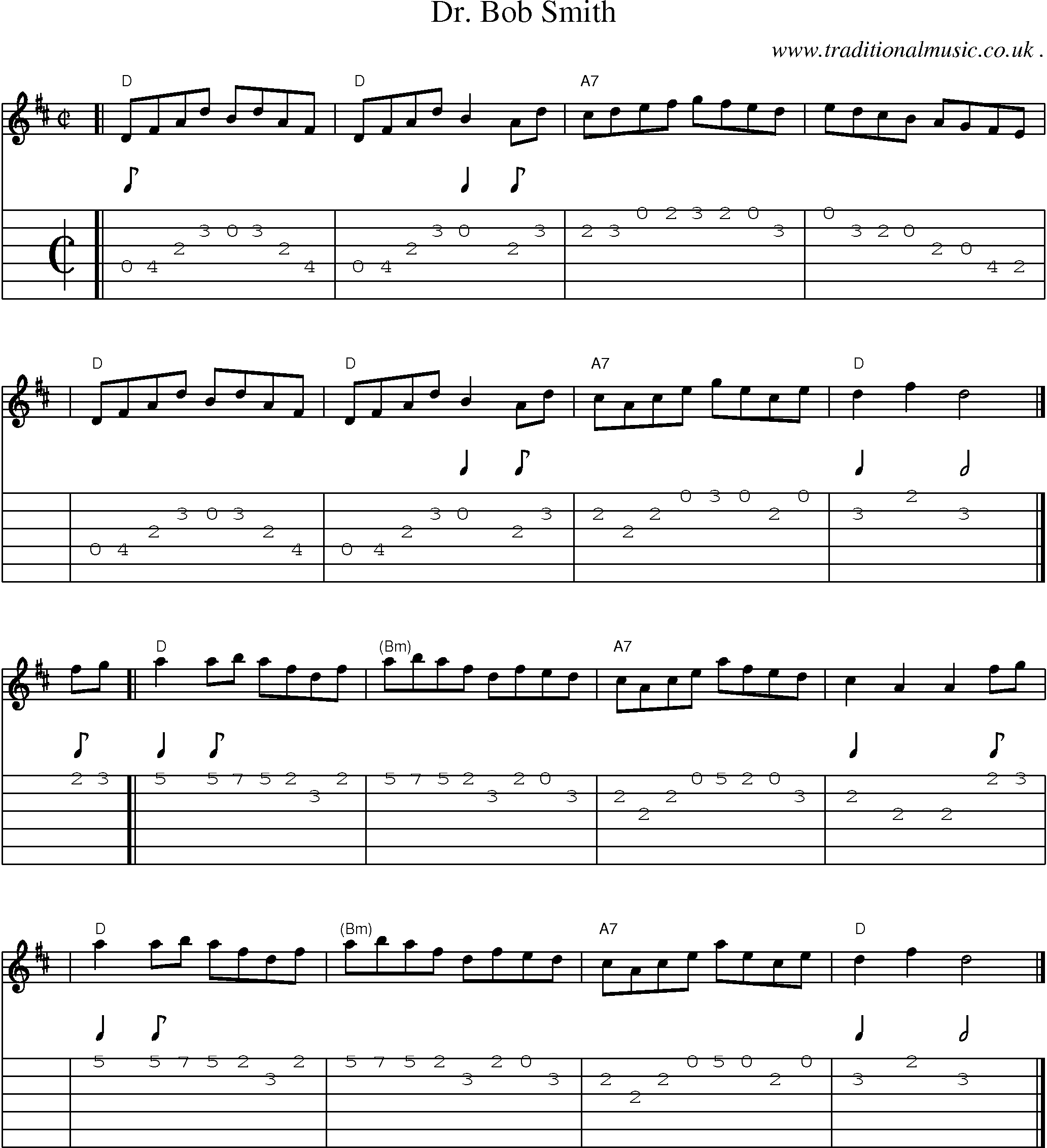 Sheet-music  score, Chords and Guitar Tabs for Dr Bob Smith