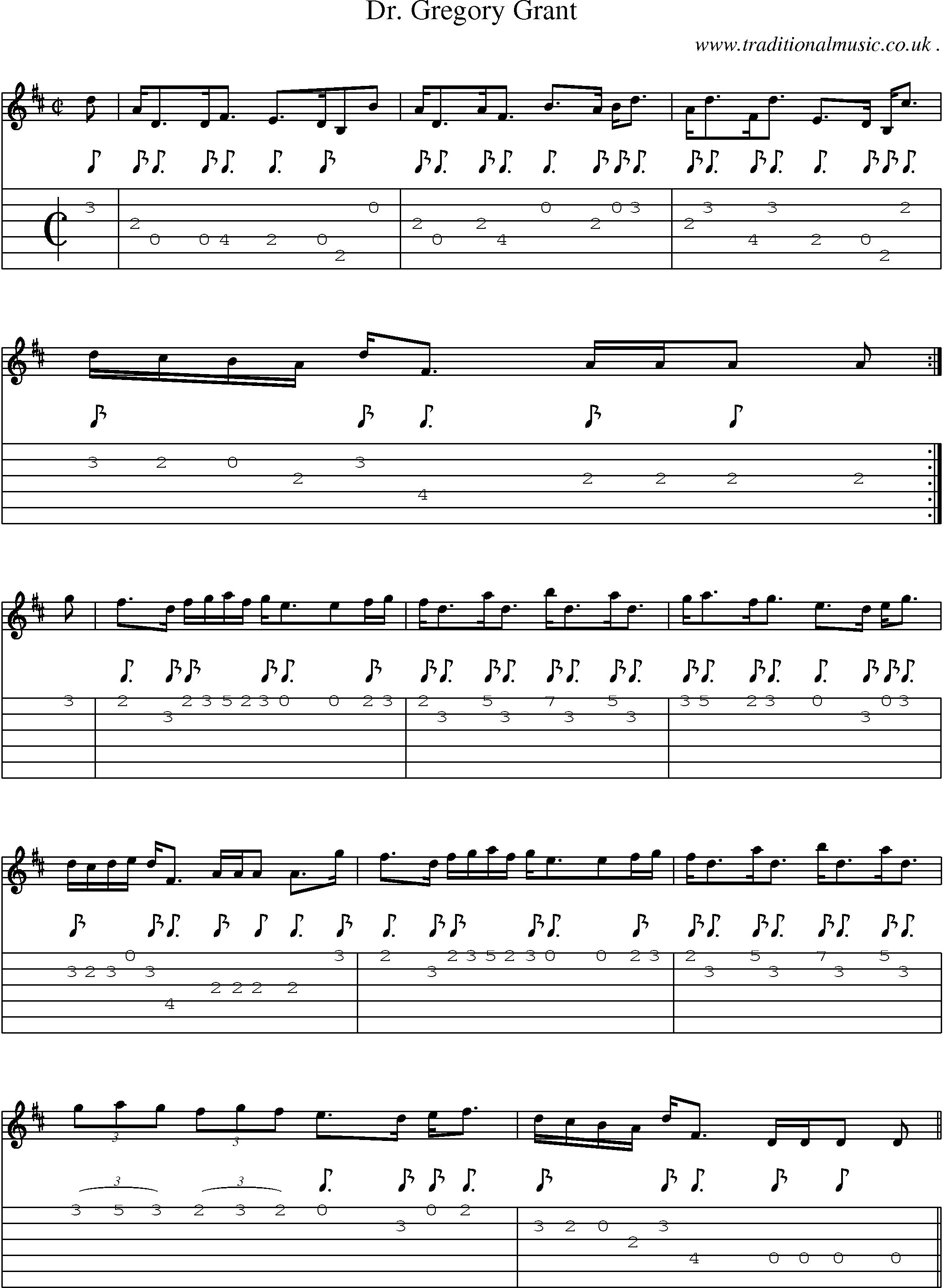 Sheet-music  score, Chords and Guitar Tabs for Dr Gregory Grant
