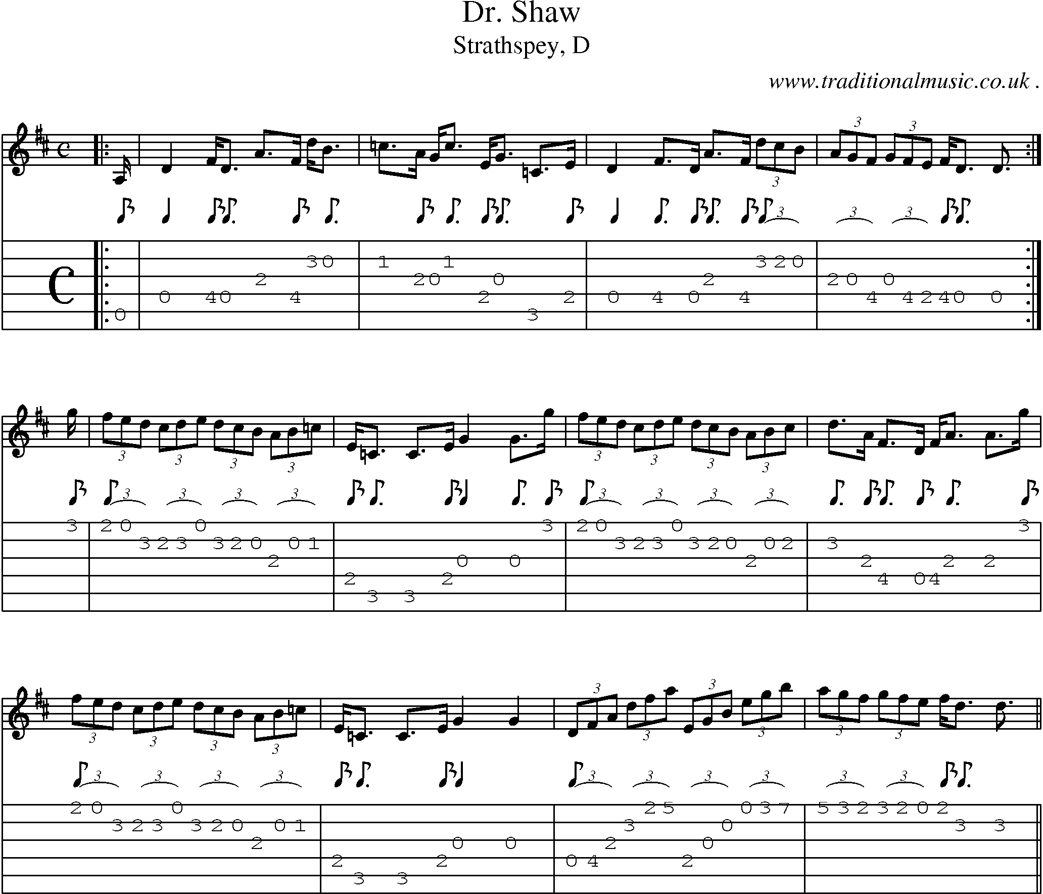 Sheet-music  score, Chords and Guitar Tabs for Dr Shaw
