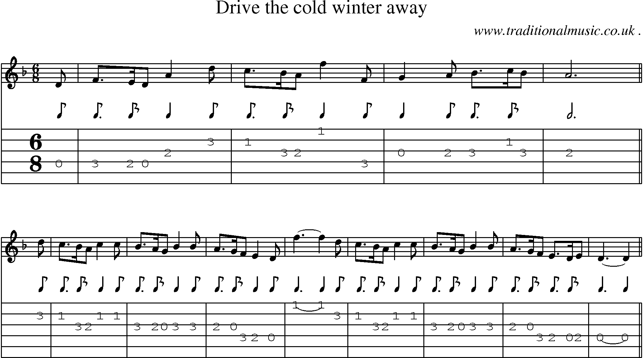 Sheet-music  score, Chords and Guitar Tabs for Drive The Cold Winter Away