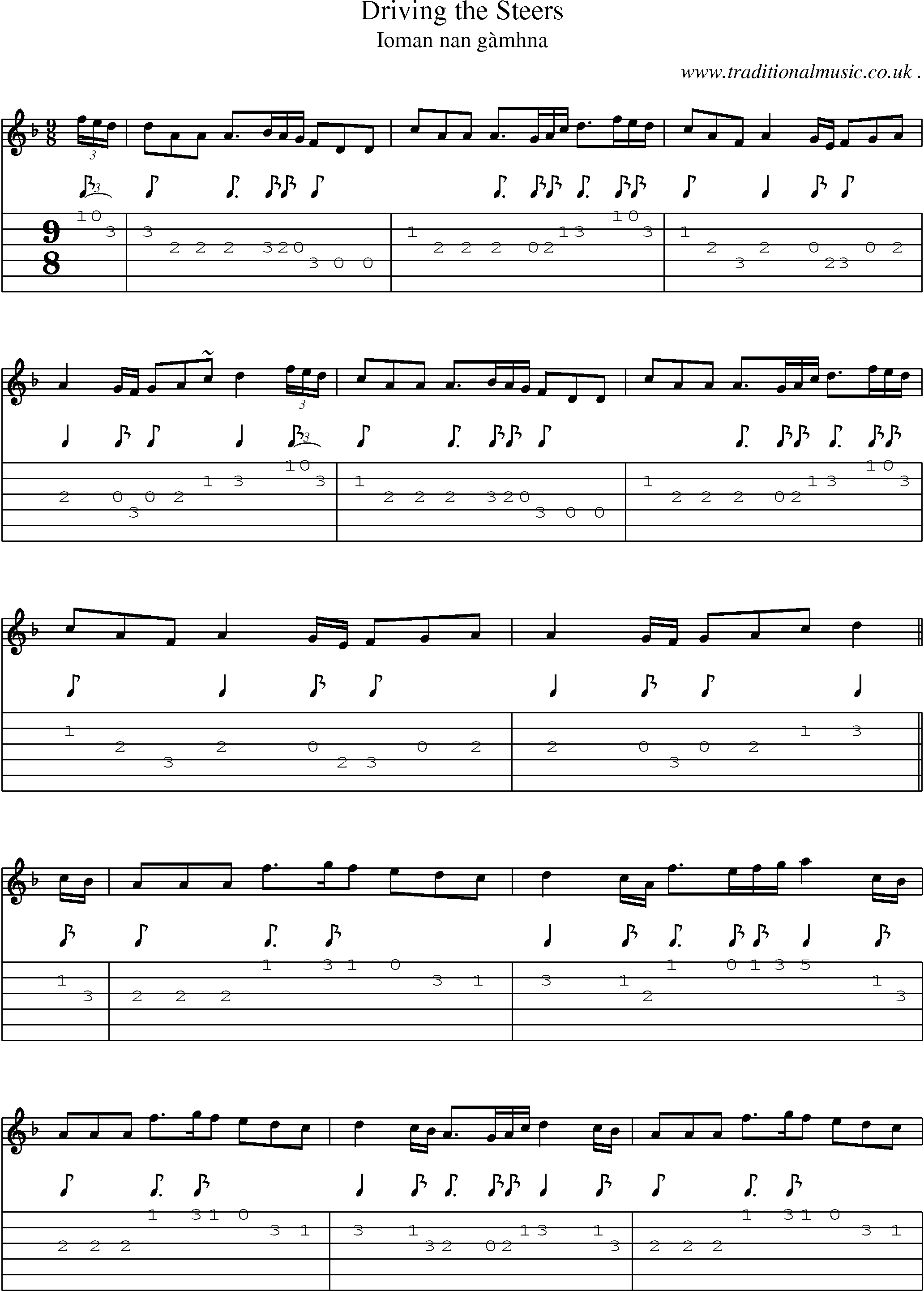 Sheet-music  score, Chords and Guitar Tabs for Driving The Steers