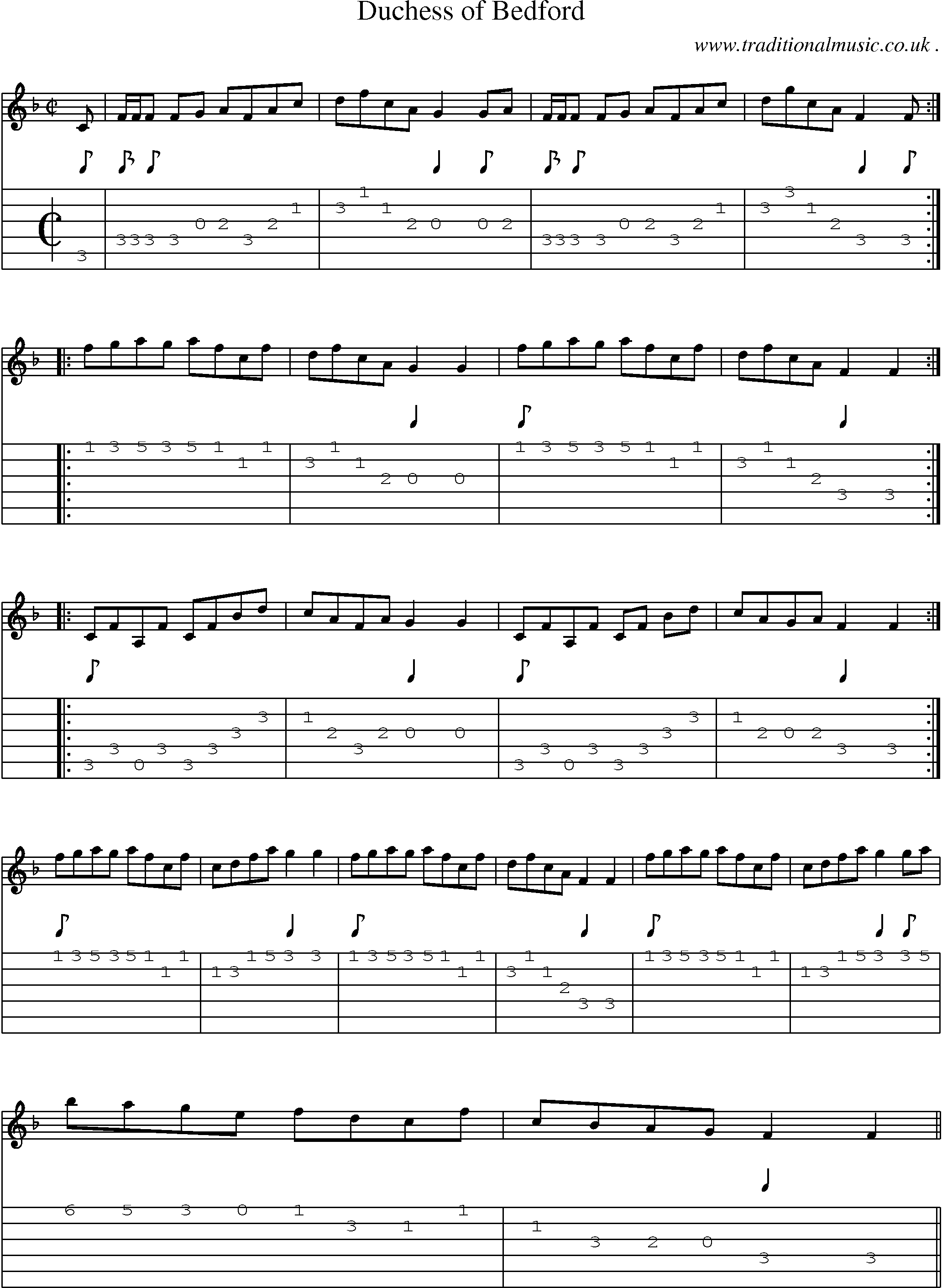 Sheet-music  score, Chords and Guitar Tabs for Duchess Of Bedford