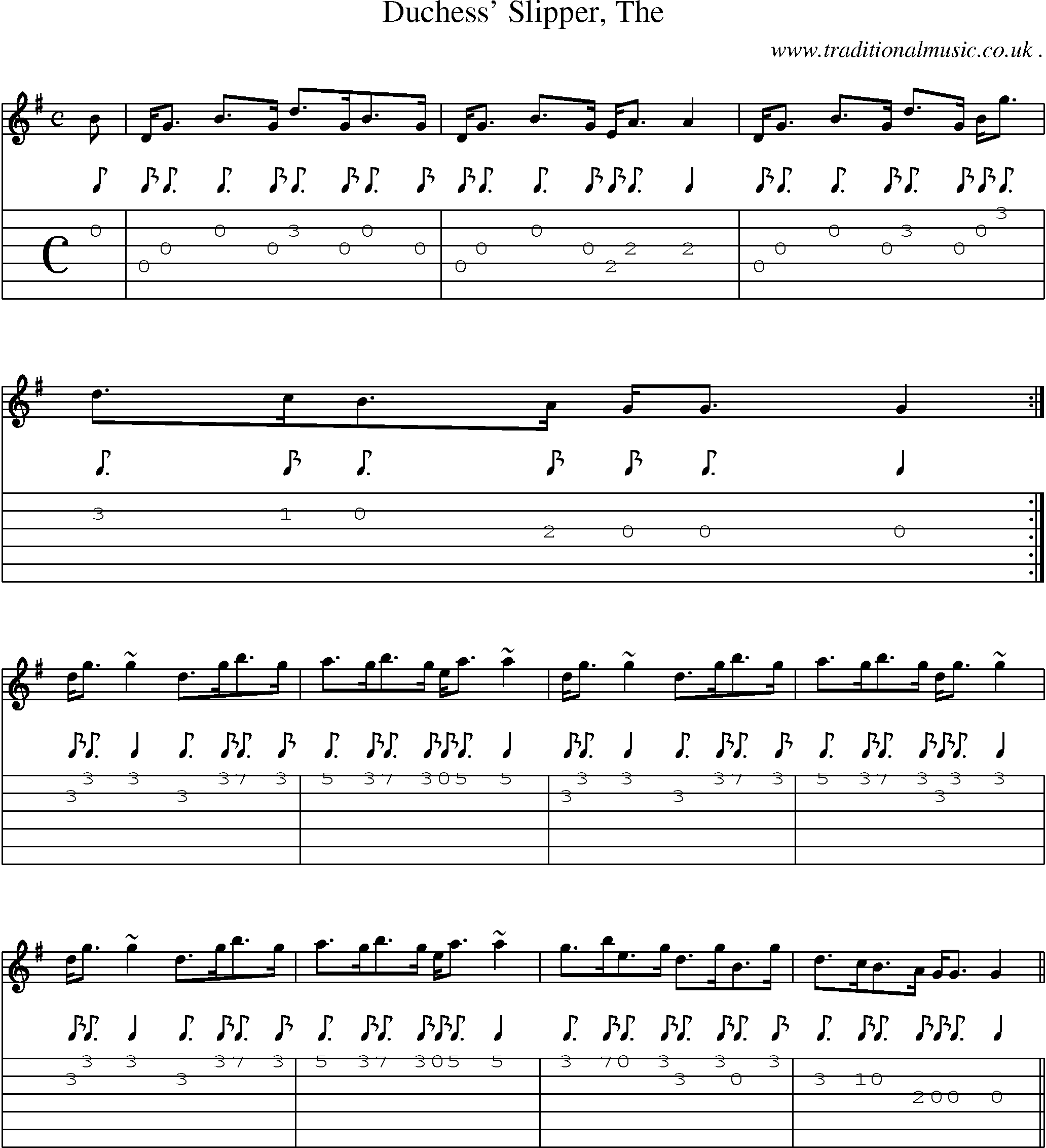 Sheet-music  score, Chords and Guitar Tabs for Duchess Slipper The