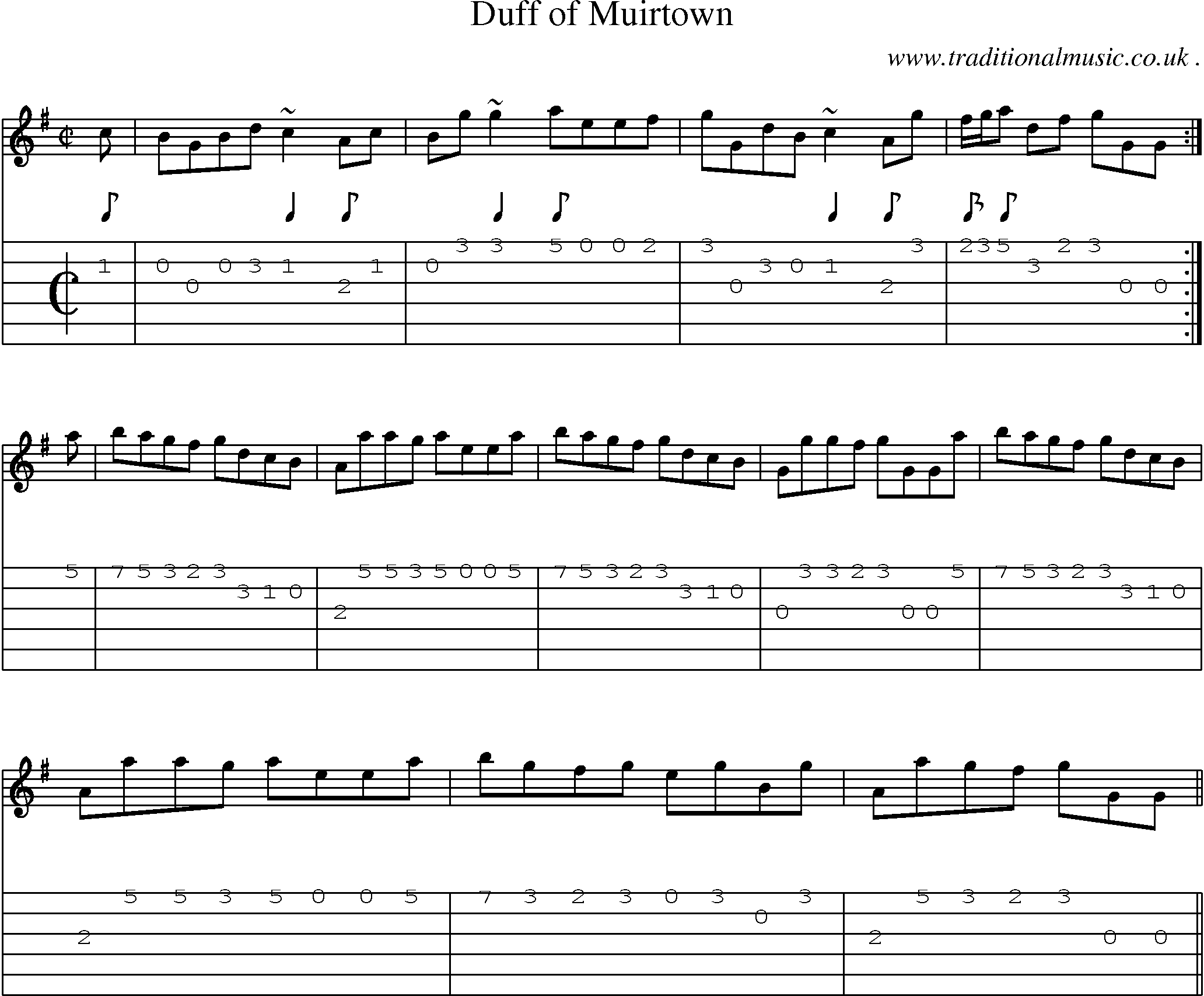 Sheet-music  score, Chords and Guitar Tabs for Duff Of Muirtown