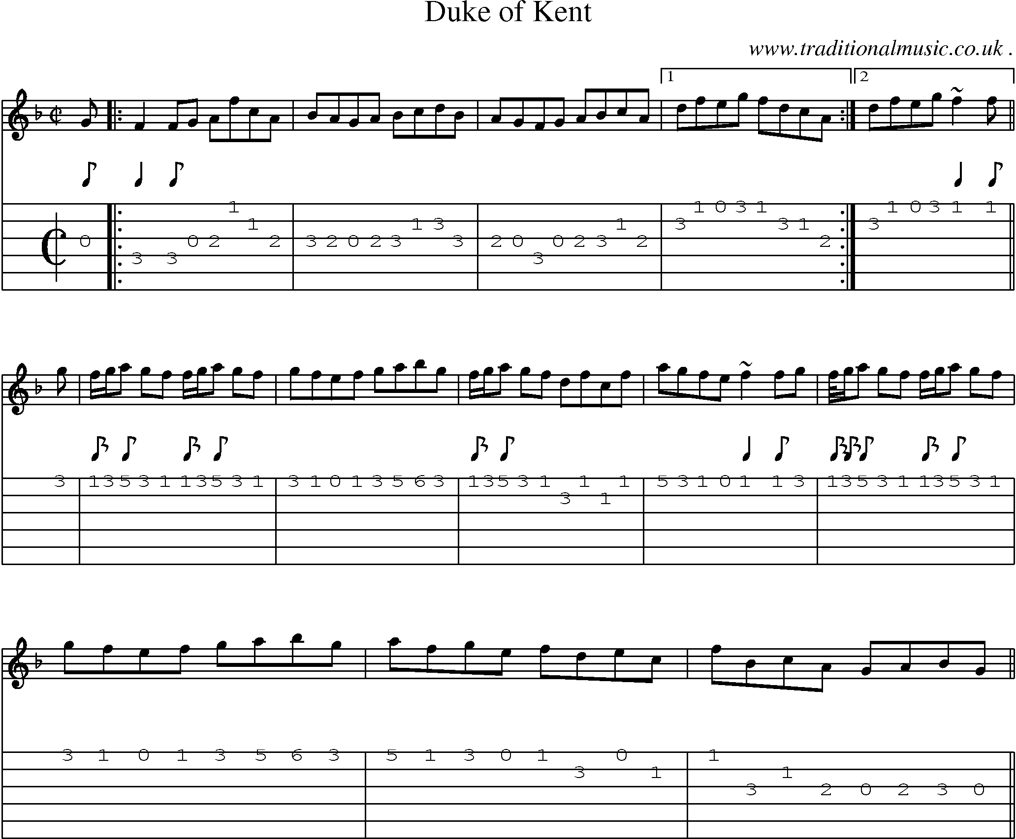 Sheet-music  score, Chords and Guitar Tabs for Duke Of Kent