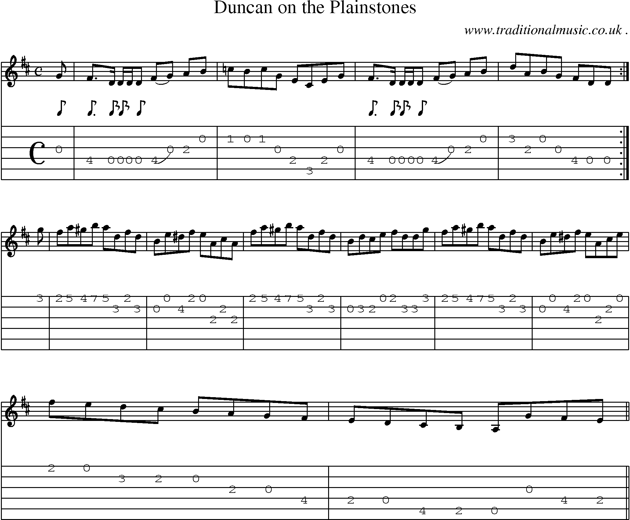 Sheet-music  score, Chords and Guitar Tabs for Duncan On The Plainstones