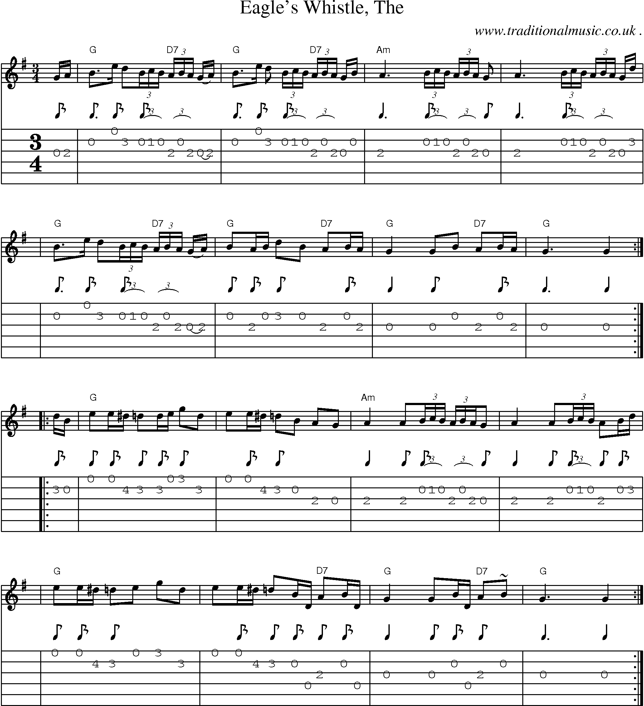 Sheet-music  score, Chords and Guitar Tabs for Eagles Whistle The