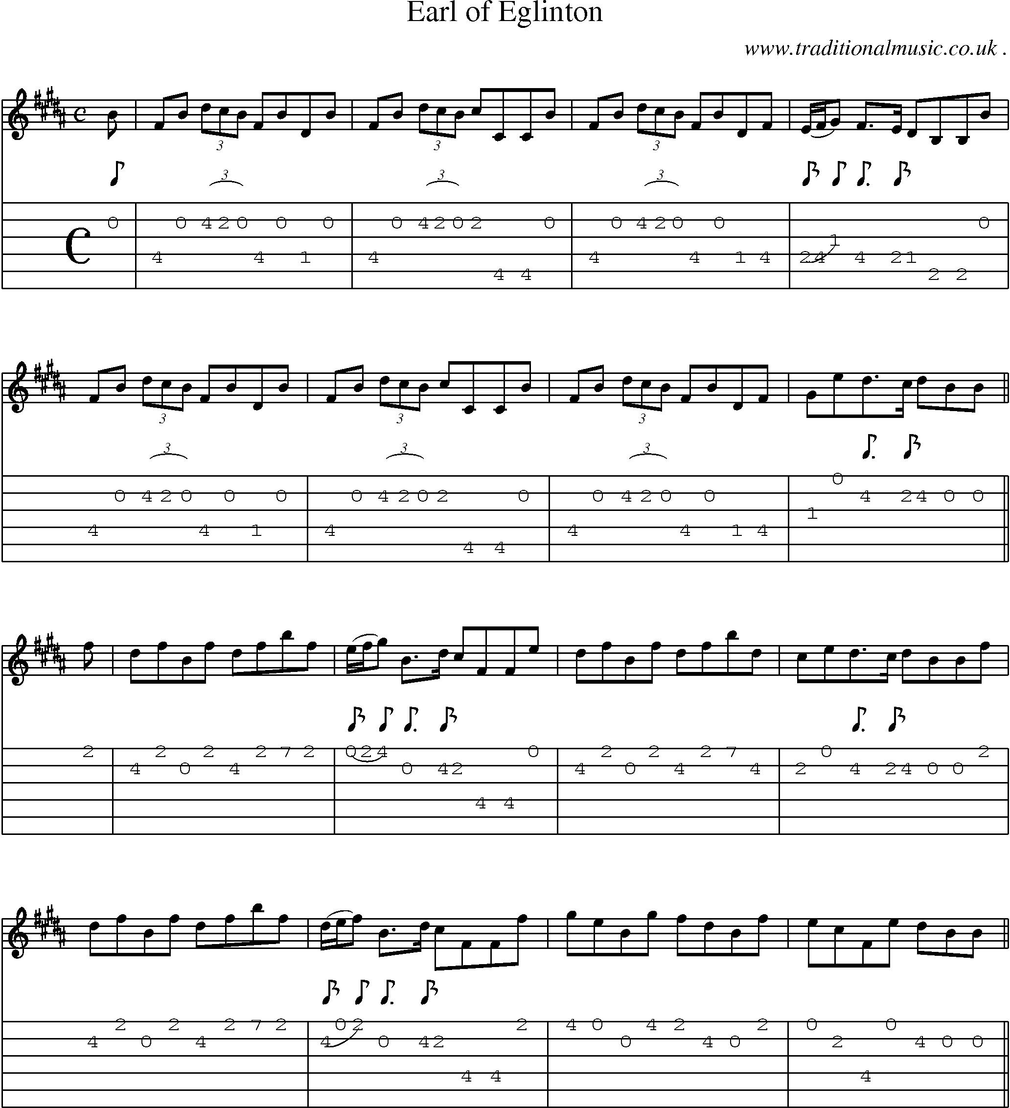 Sheet-music  score, Chords and Guitar Tabs for Earl Of Eglinton