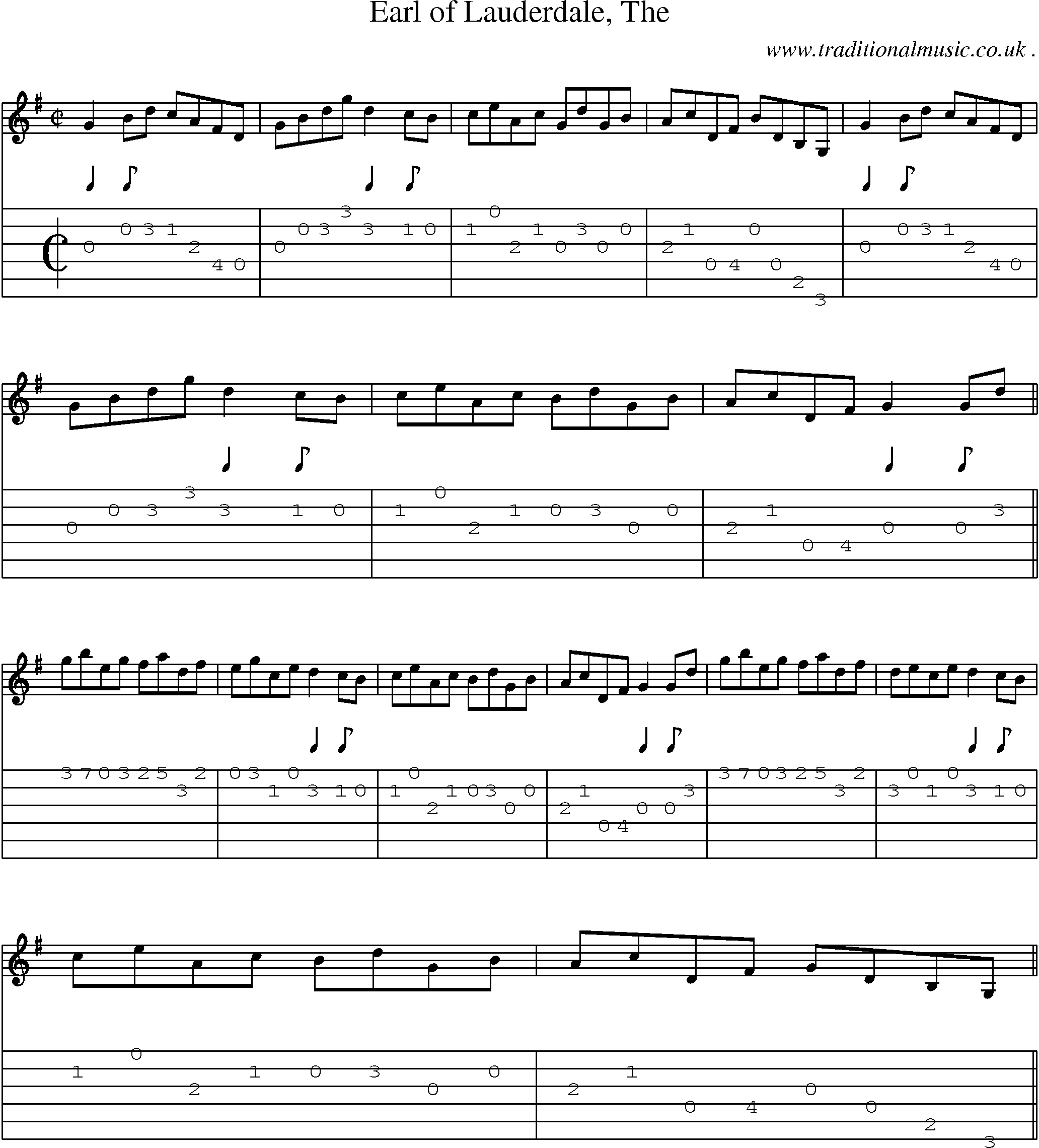Sheet-music  score, Chords and Guitar Tabs for Earl Of Lauderdale The