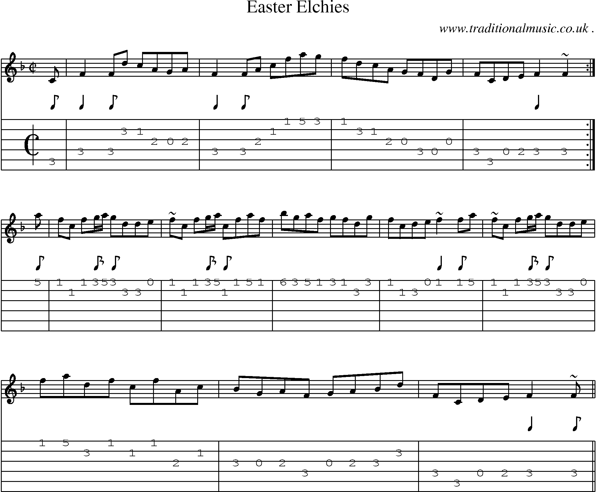 Sheet-music  score, Chords and Guitar Tabs for Easter Elchies