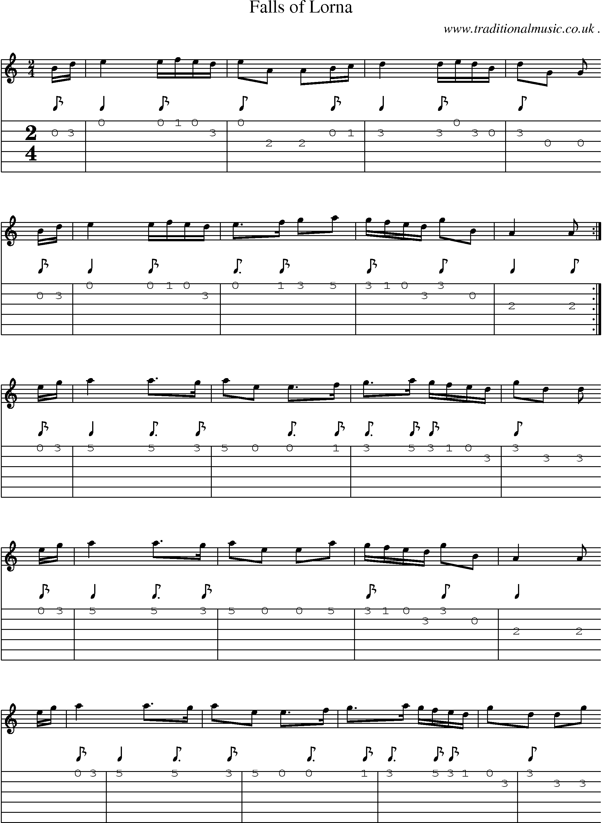 Sheet-music  score, Chords and Guitar Tabs for Falls Of Lorna