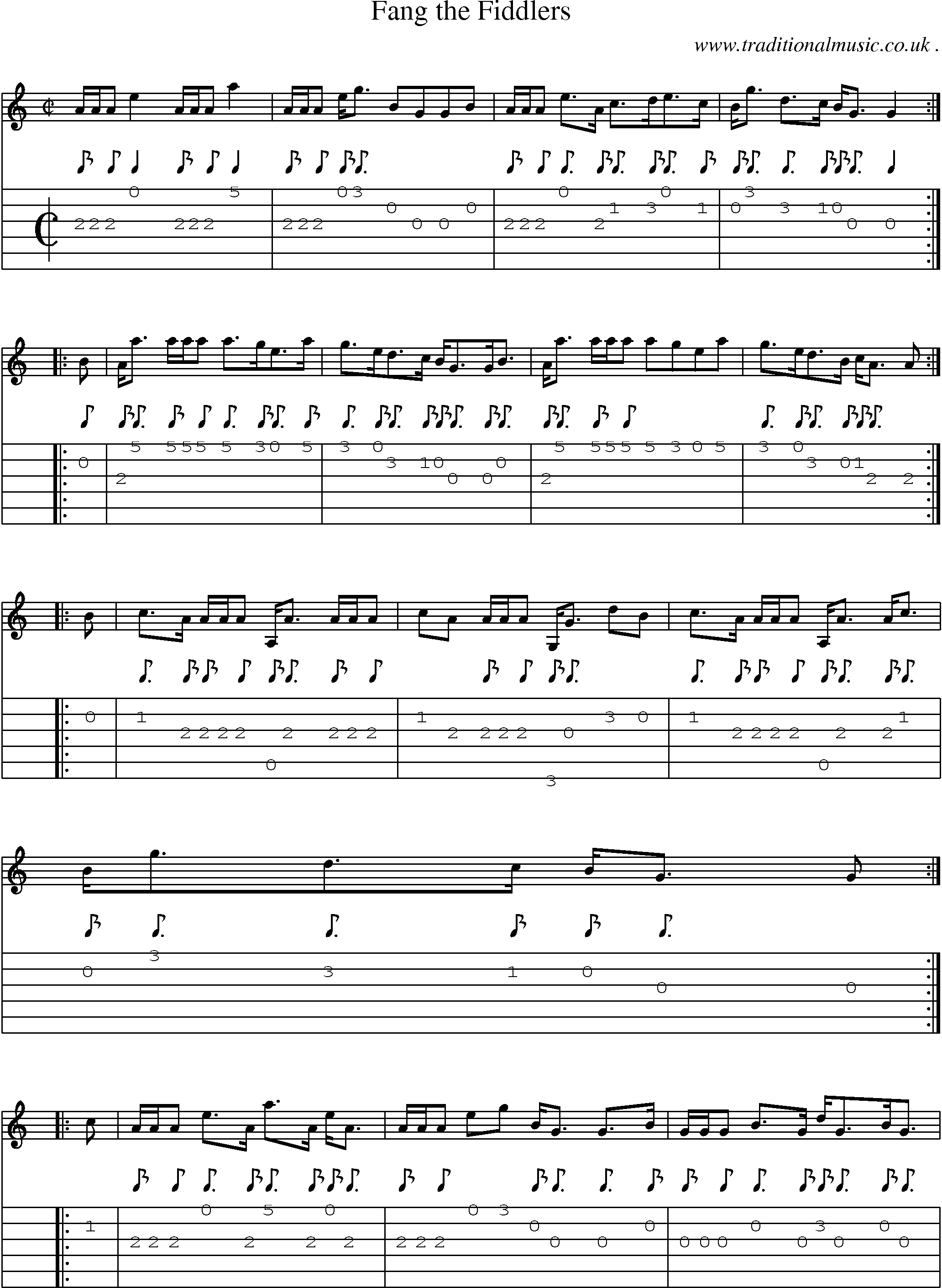 Sheet-music  score, Chords and Guitar Tabs for Fang The Fiddlers