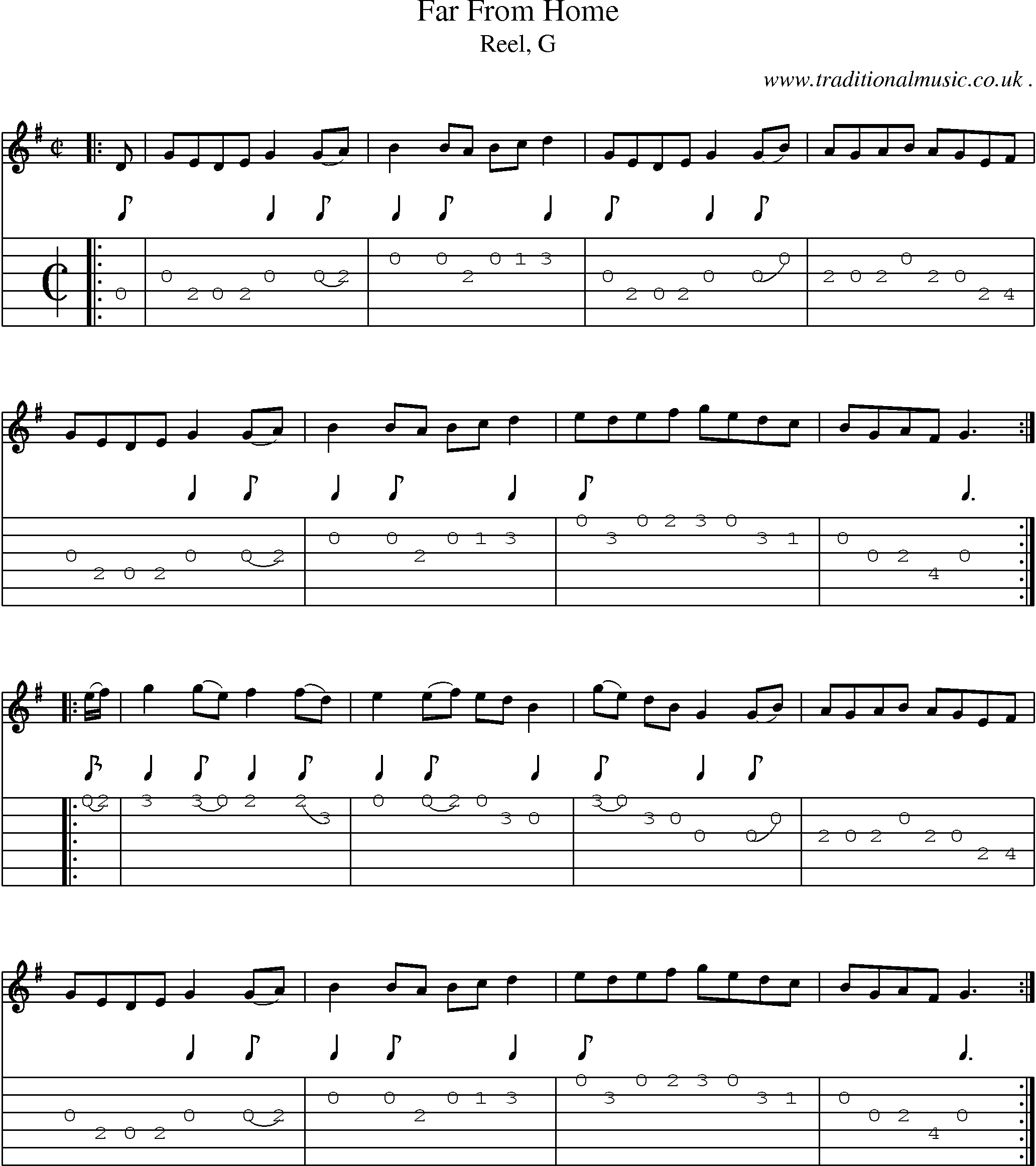 Sheet-music  score, Chords and Guitar Tabs for Far From Home