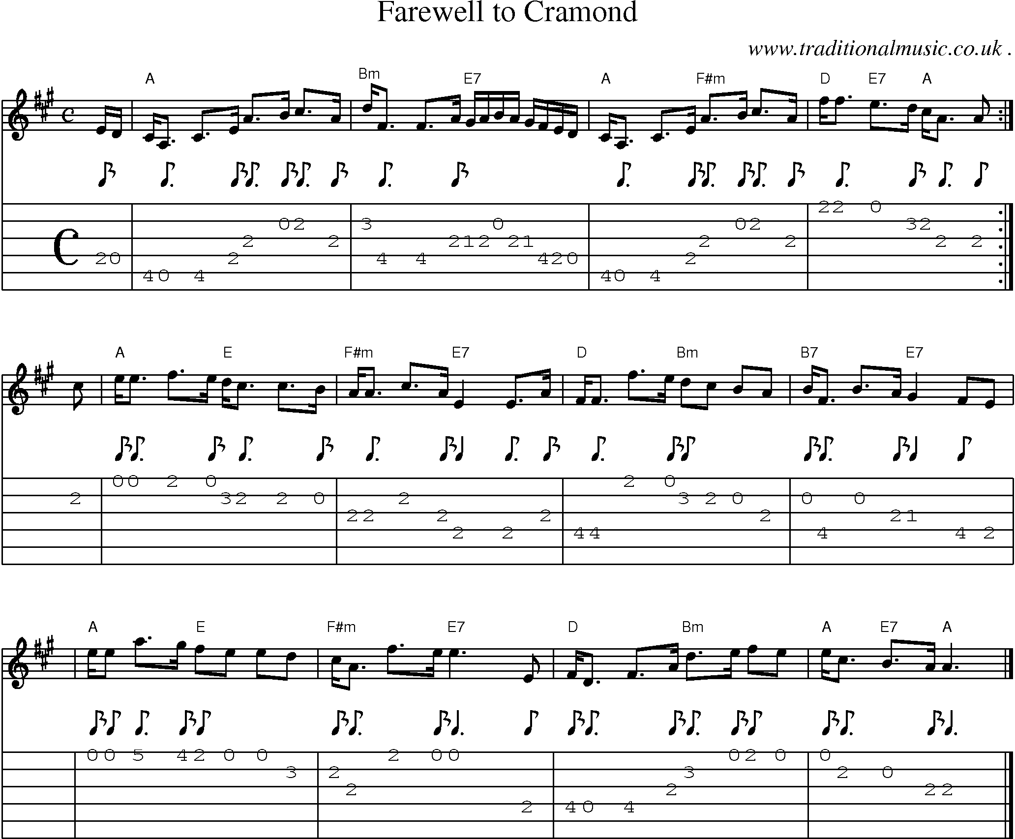 Sheet-music  score, Chords and Guitar Tabs for Farewell To Cramond