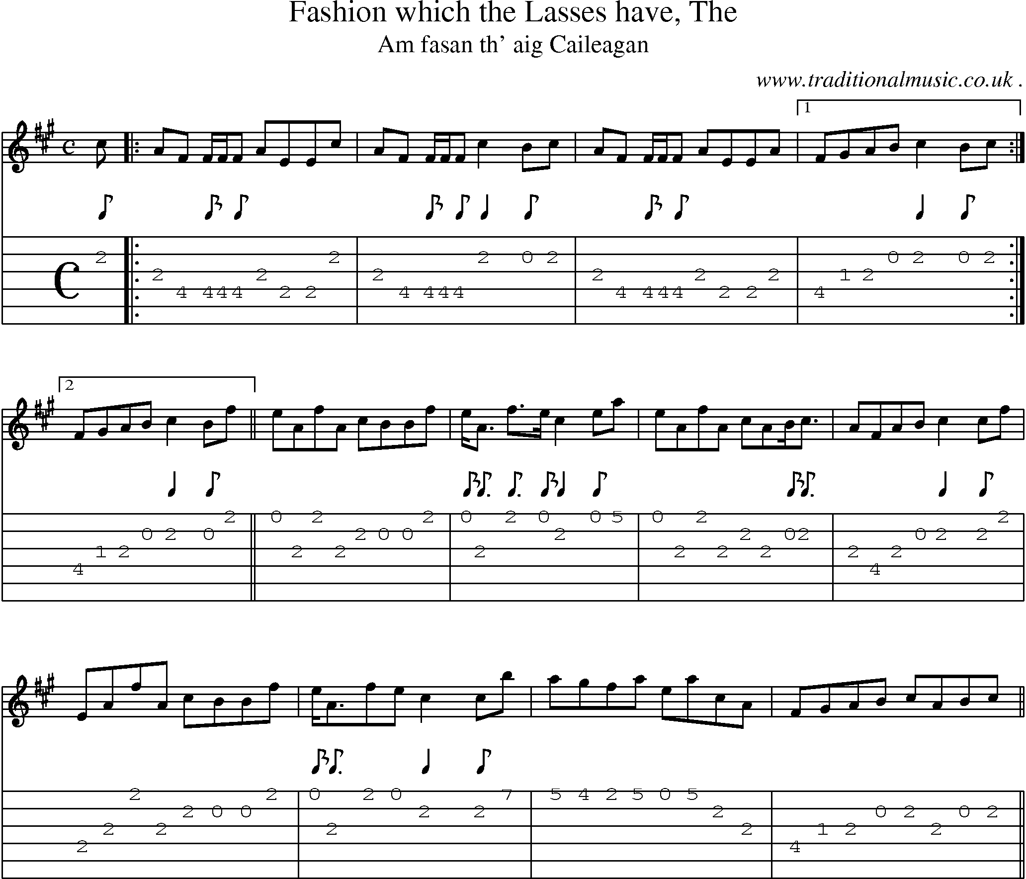 Sheet-music  score, Chords and Guitar Tabs for Fashion Which The Lasses Have The