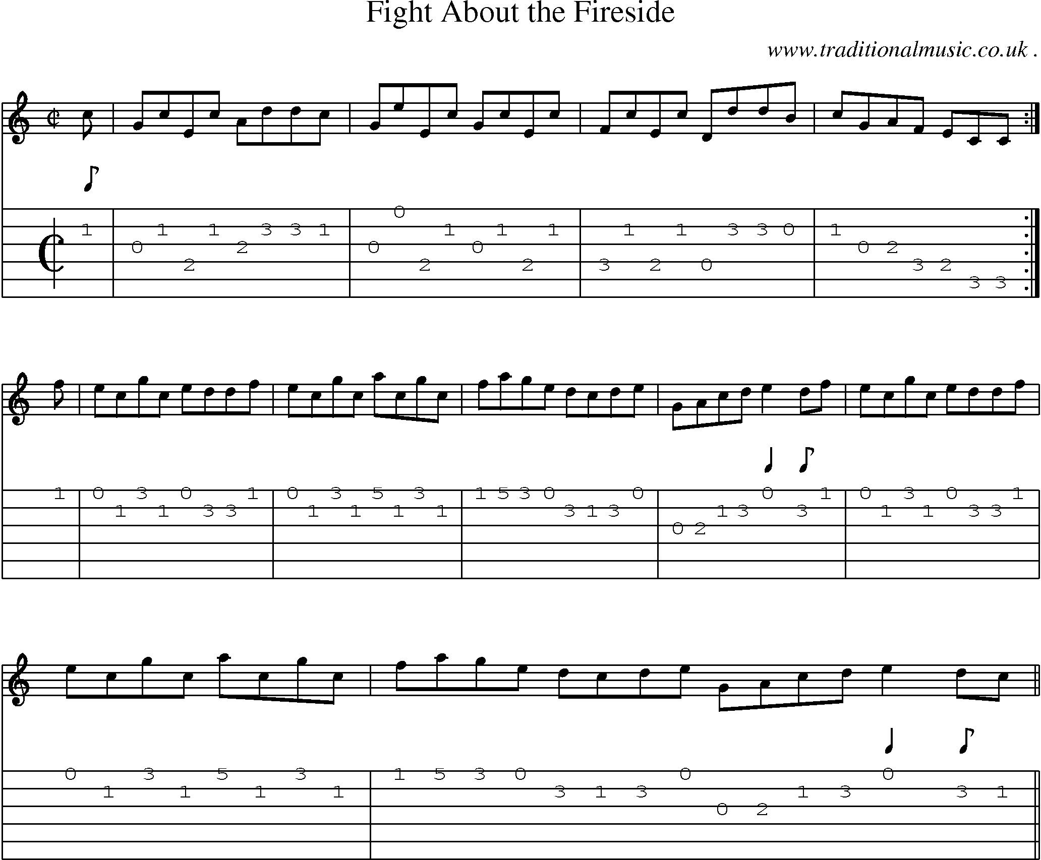 Sheet-music  score, Chords and Guitar Tabs for Fight About The Fireside