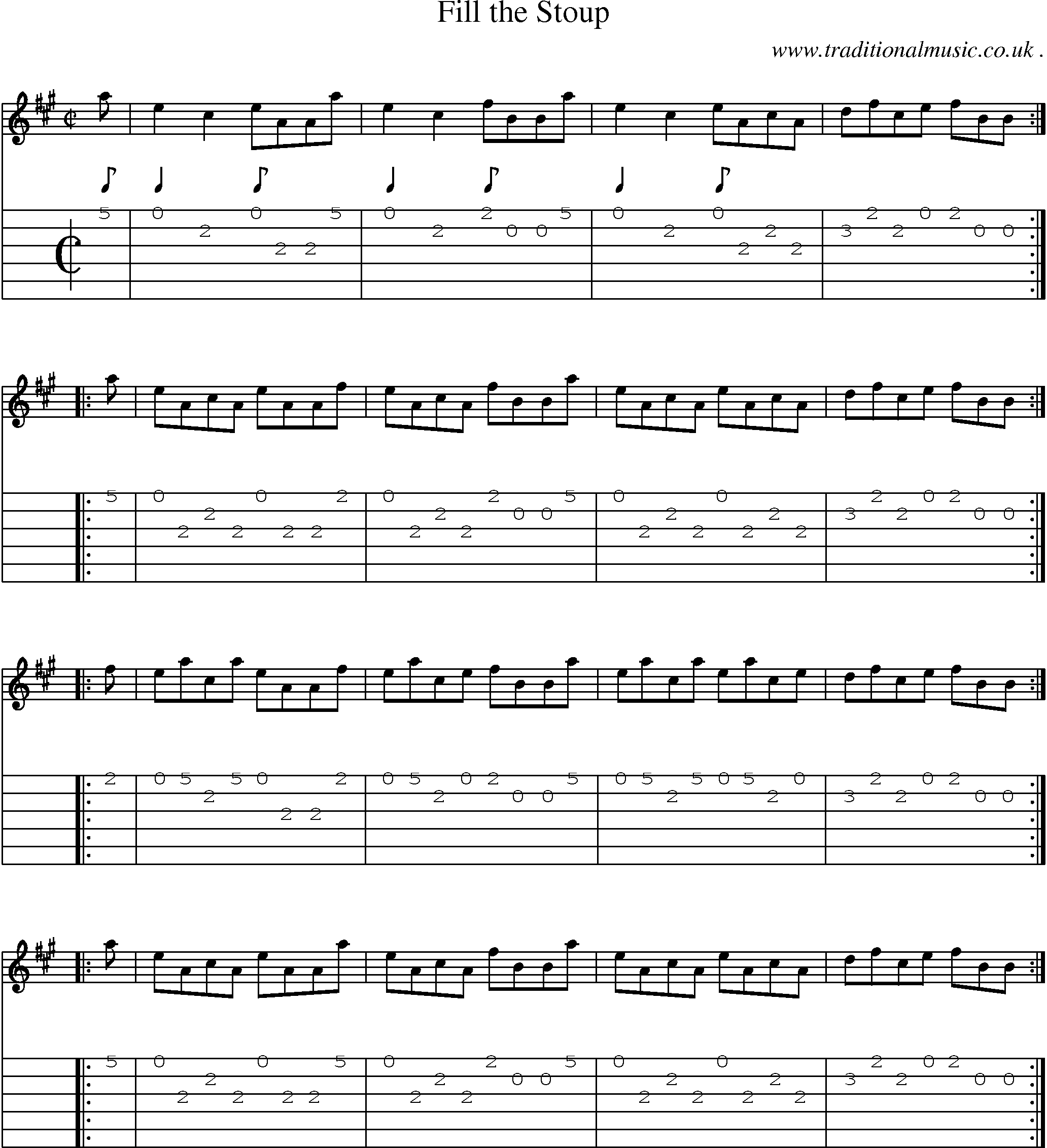 Sheet-music  score, Chords and Guitar Tabs for Fill The Stoup