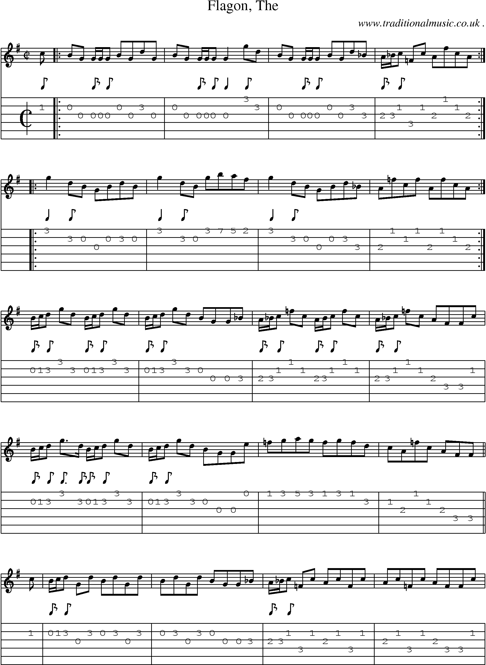 Sheet-music  score, Chords and Guitar Tabs for Flagon The