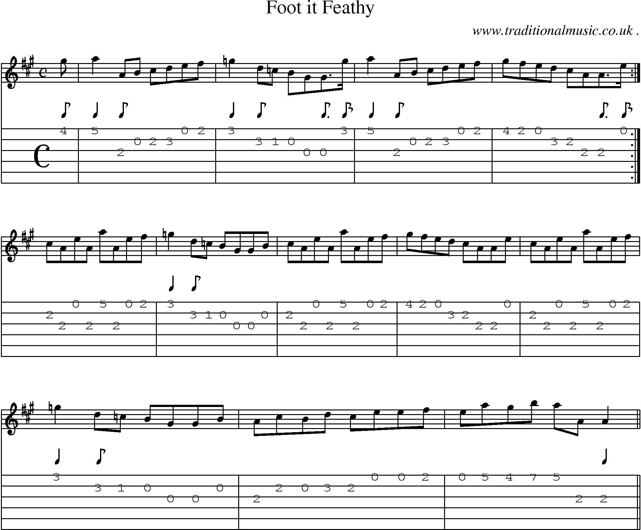 Sheet-music  score, Chords and Guitar Tabs for Foot It Feathy