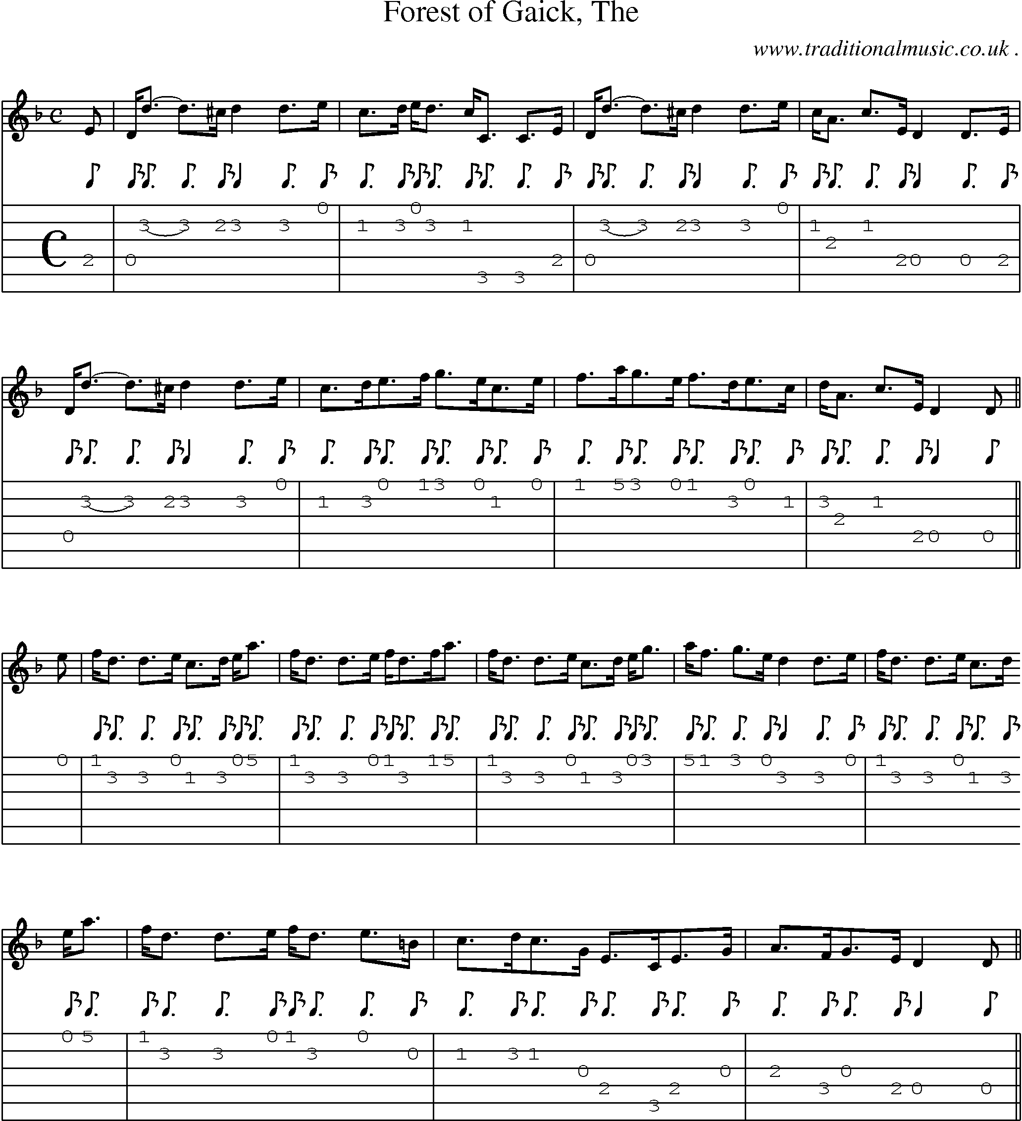 Sheet-music  score, Chords and Guitar Tabs for Forest Of Gaick The