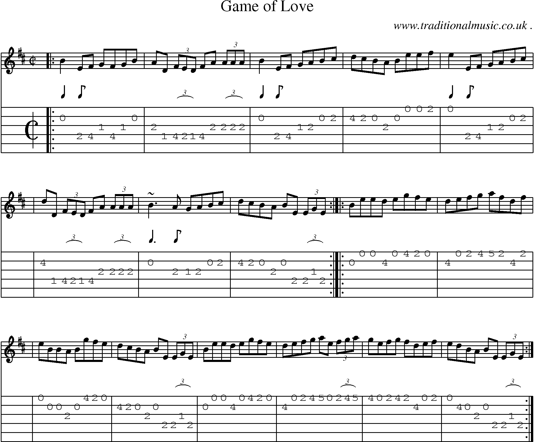 Sheet-music  score, Chords and Guitar Tabs for Game Of Love