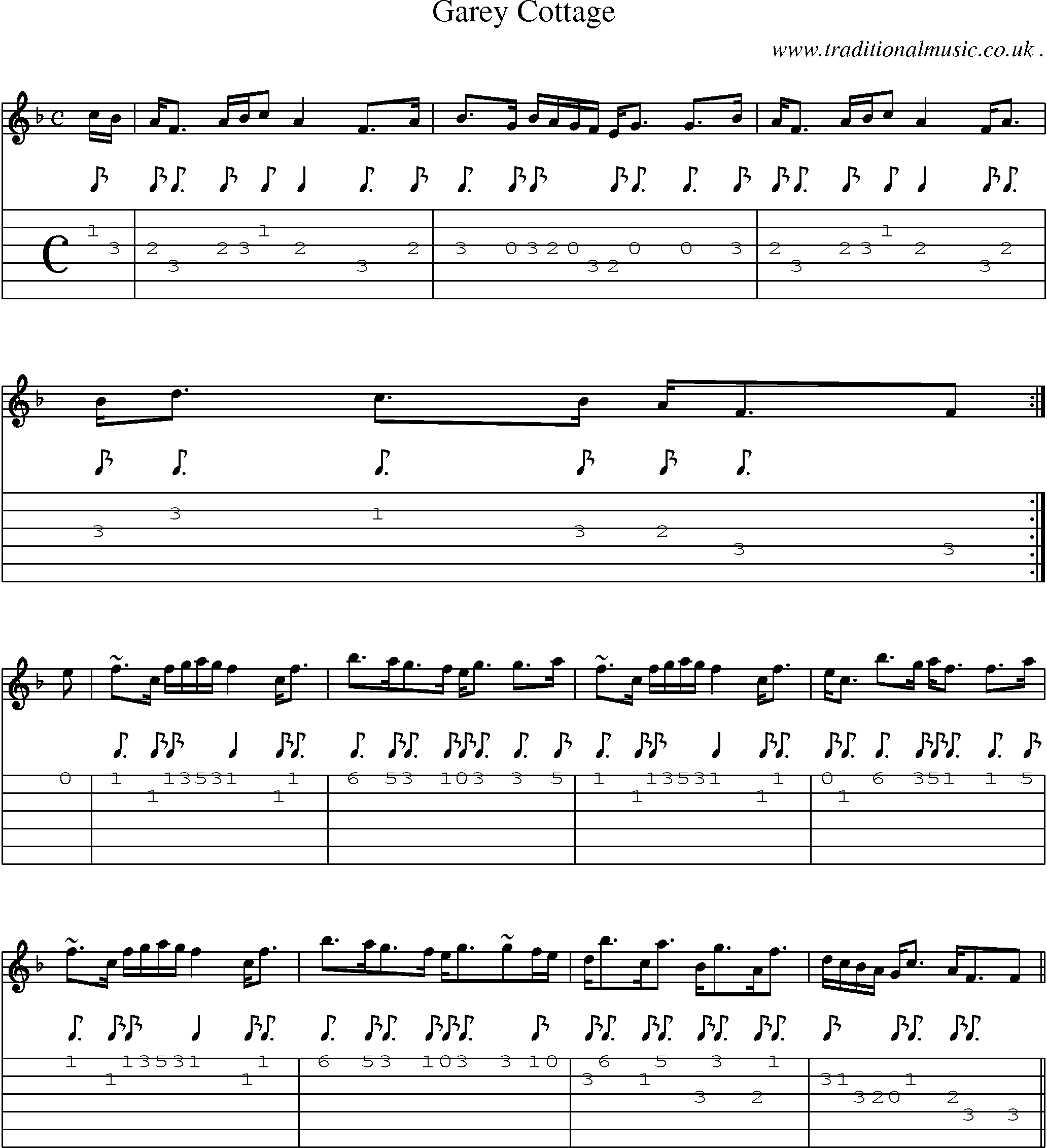 Sheet-music  score, Chords and Guitar Tabs for Garey Cottage