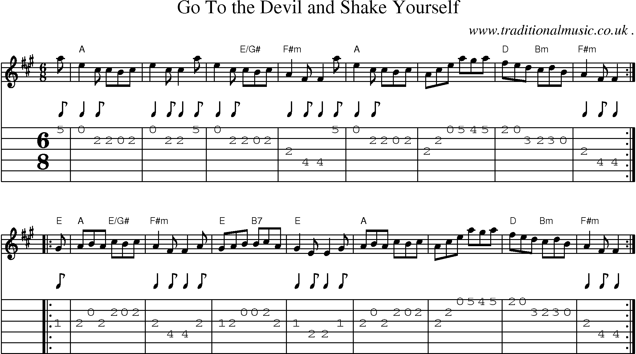 Sheet-music  score, Chords and Guitar Tabs for Go To The Devil And Shake Yourself