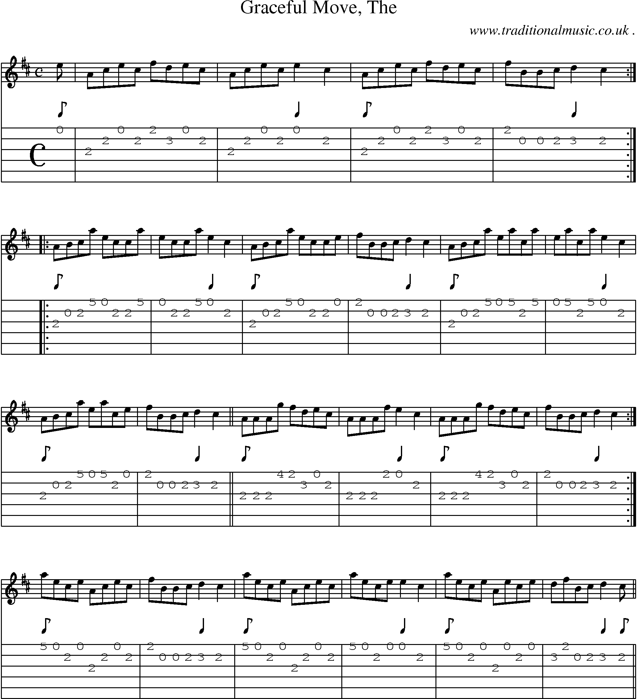 Sheet-music  score, Chords and Guitar Tabs for Graceful Move The