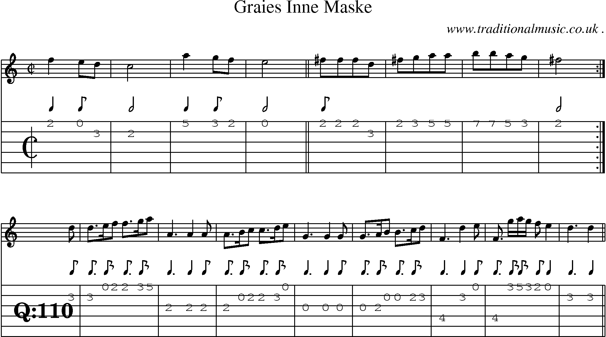 Sheet-music  score, Chords and Guitar Tabs for Graies Inne Maske
