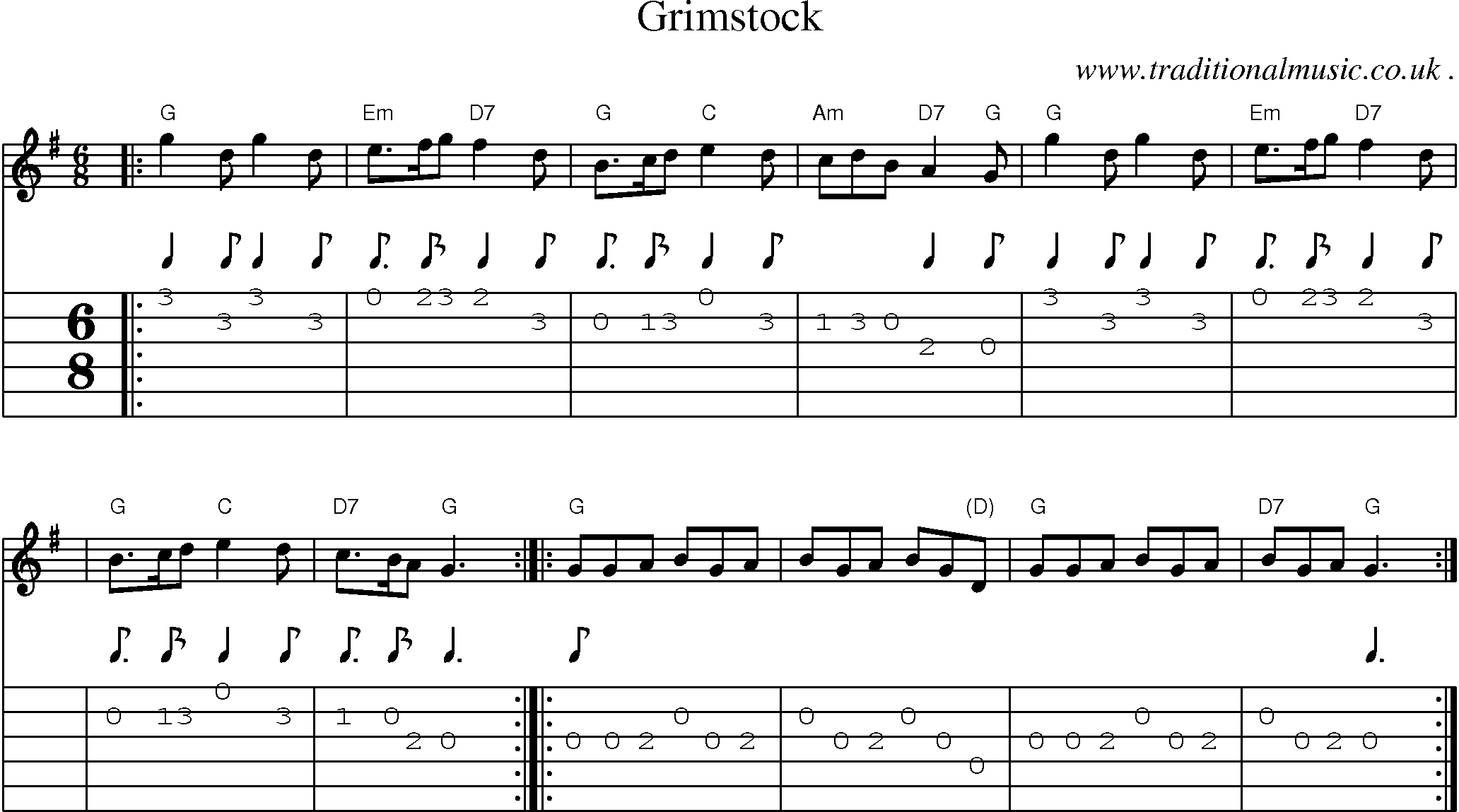 Sheet-music  score, Chords and Guitar Tabs for Grimstock