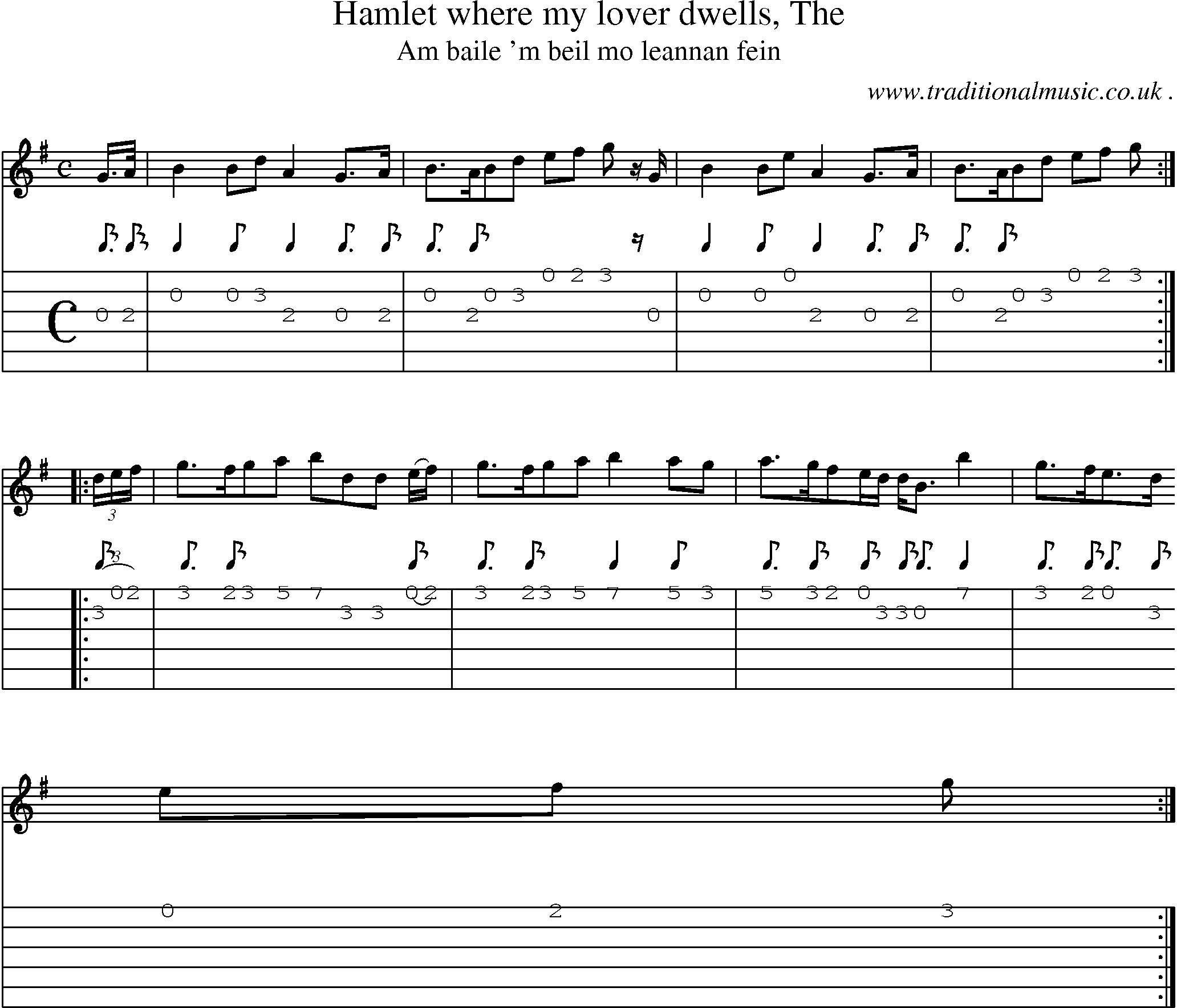 Sheet-music  score, Chords and Guitar Tabs for Hamlet Where My Lover Dwells The