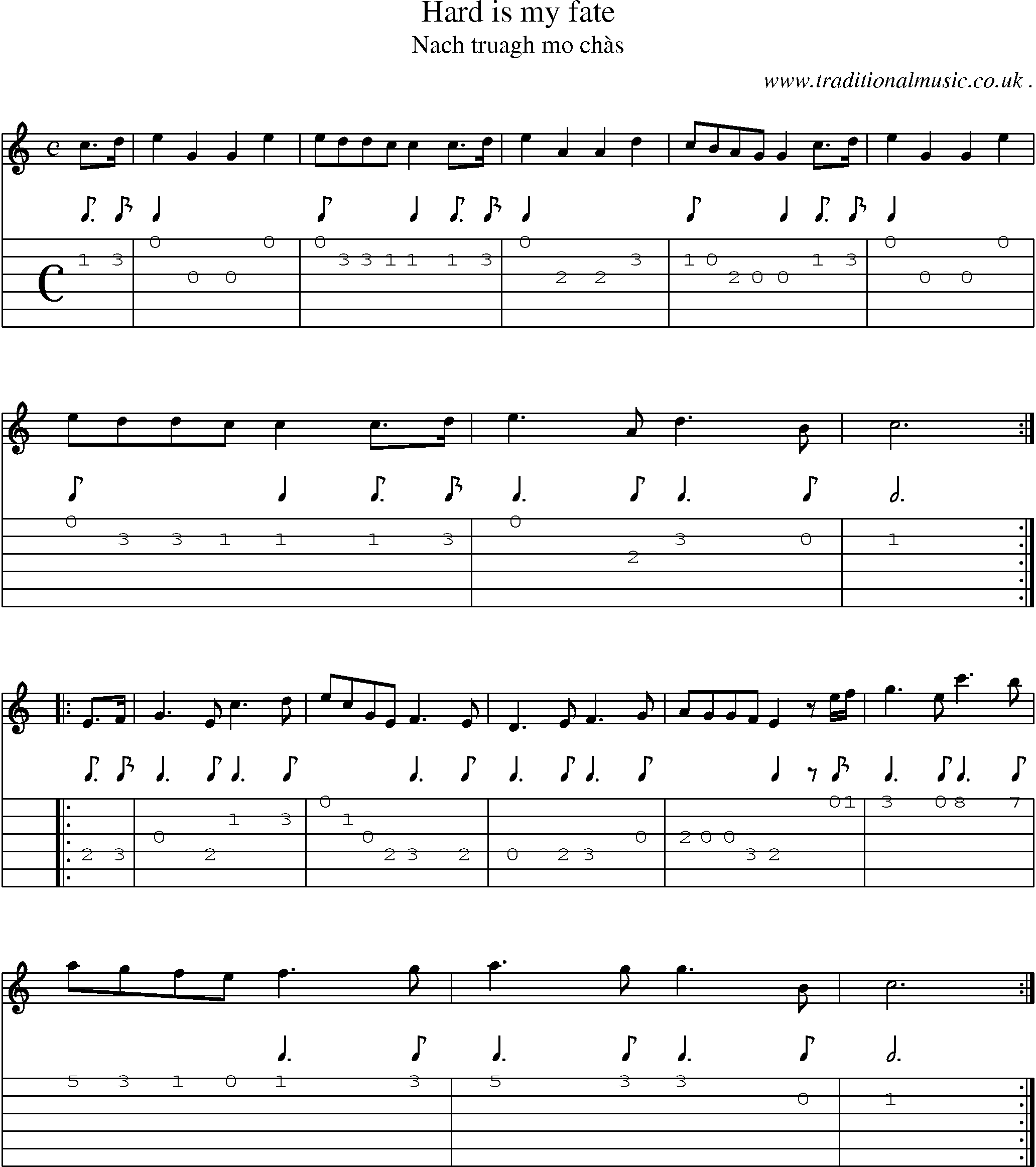Sheet-music  score, Chords and Guitar Tabs for Hard Is My Fate