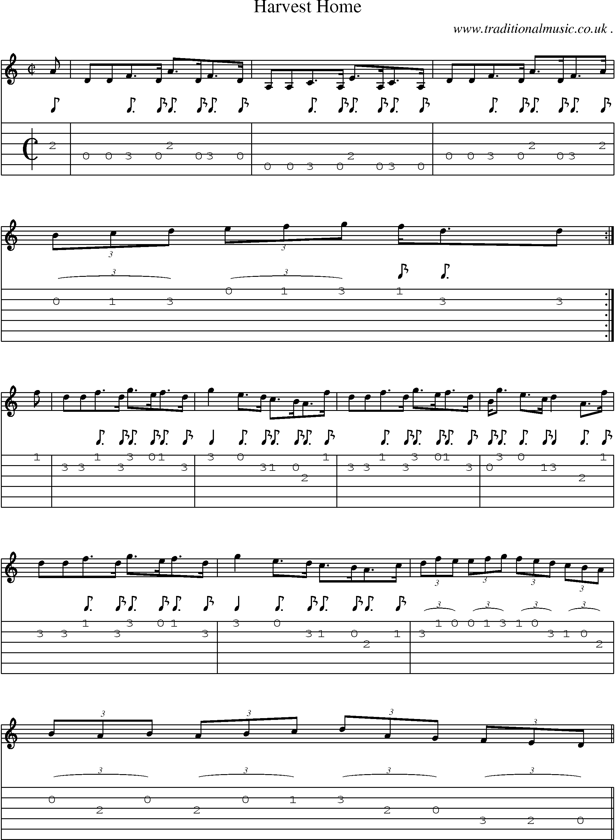 Sheet-music  score, Chords and Guitar Tabs for Harvest Home