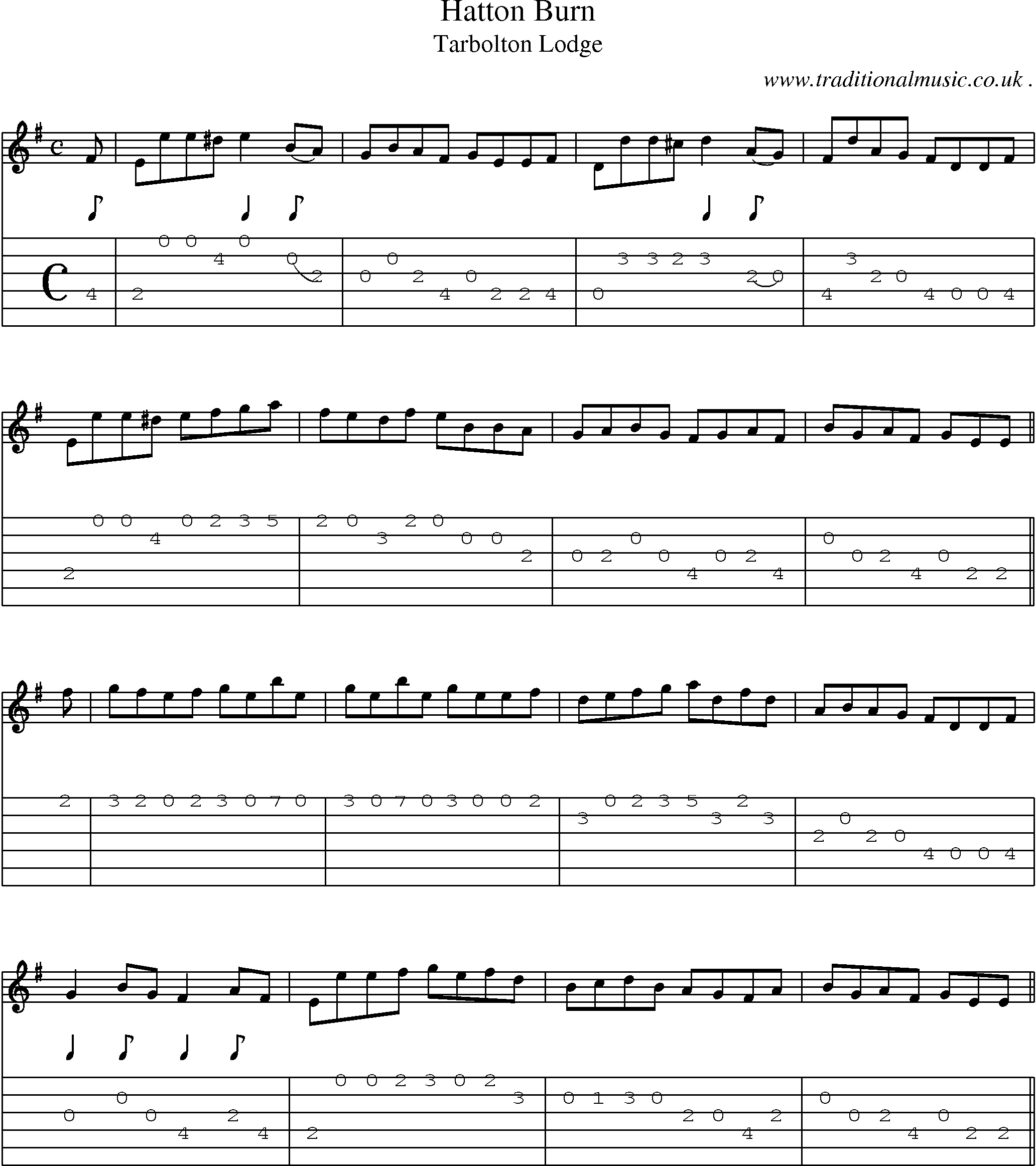 Sheet-music  score, Chords and Guitar Tabs for Hatton Burn