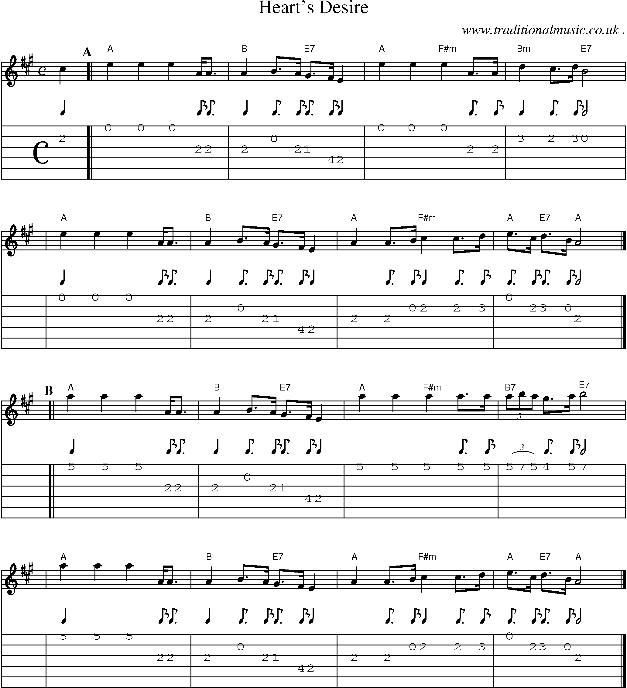 Sheet-music  score, Chords and Guitar Tabs for Hearts Desire