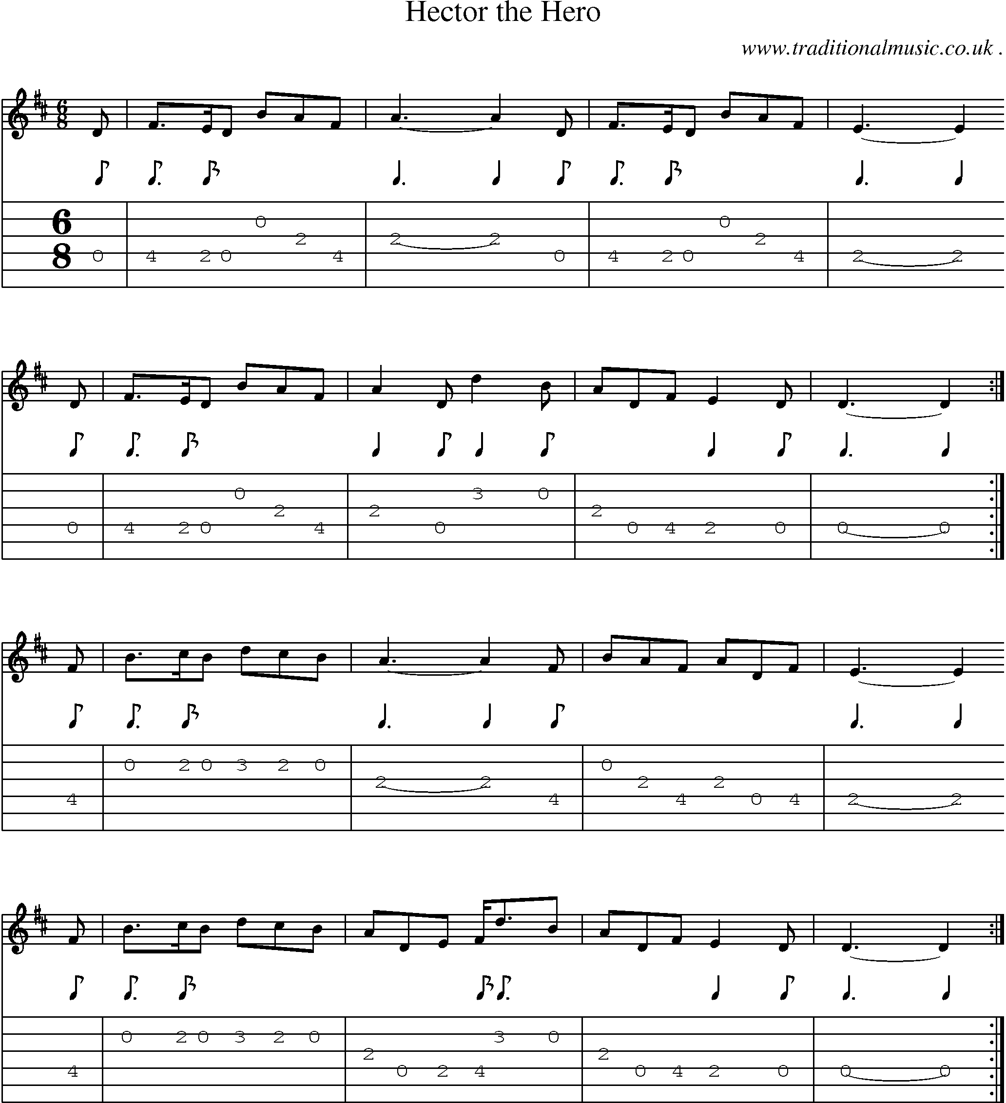 Sheet-music  score, Chords and Guitar Tabs for Hector The Hero