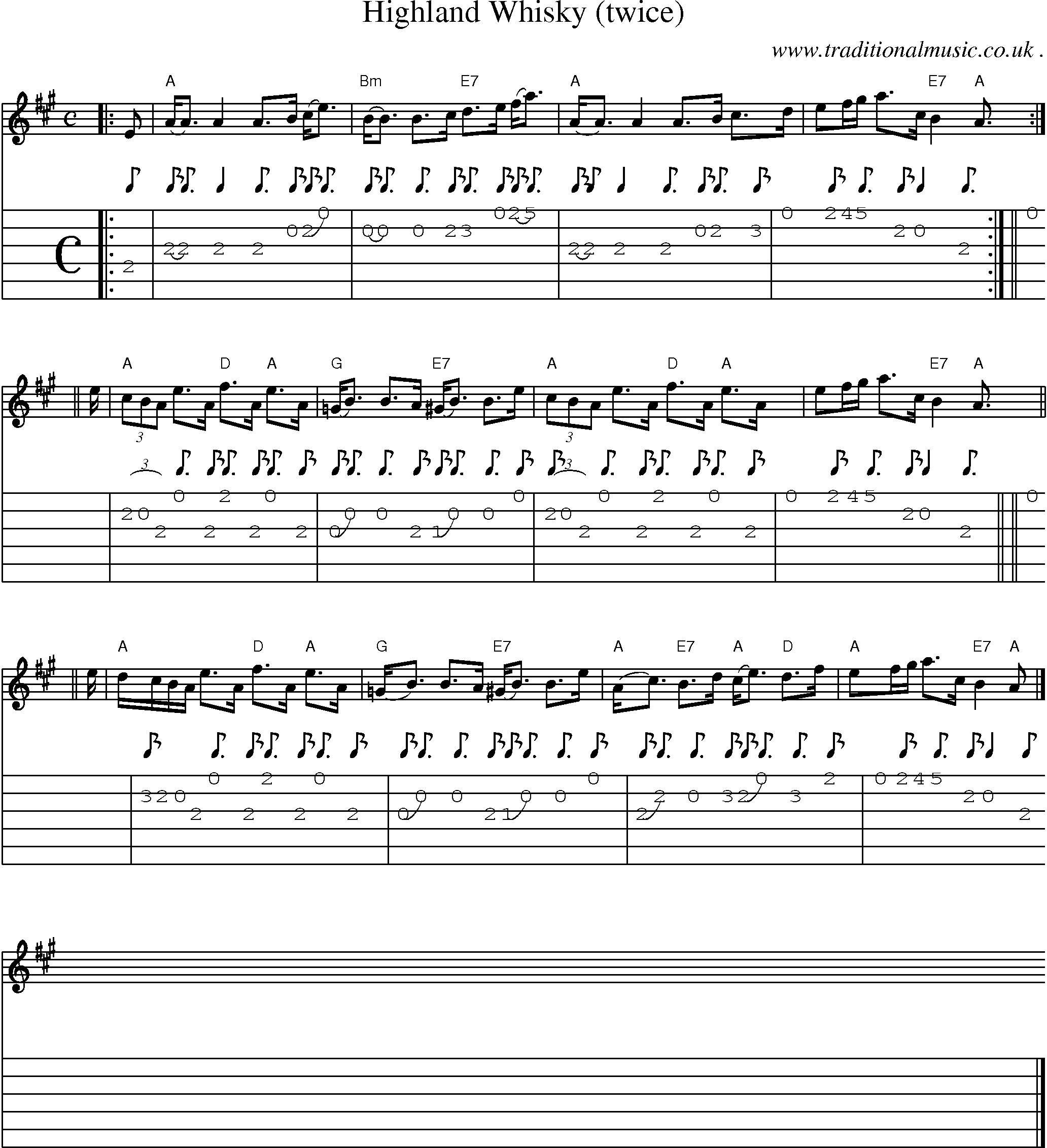 Sheet-music  score, Chords and Guitar Tabs for Highland Whisky Twice