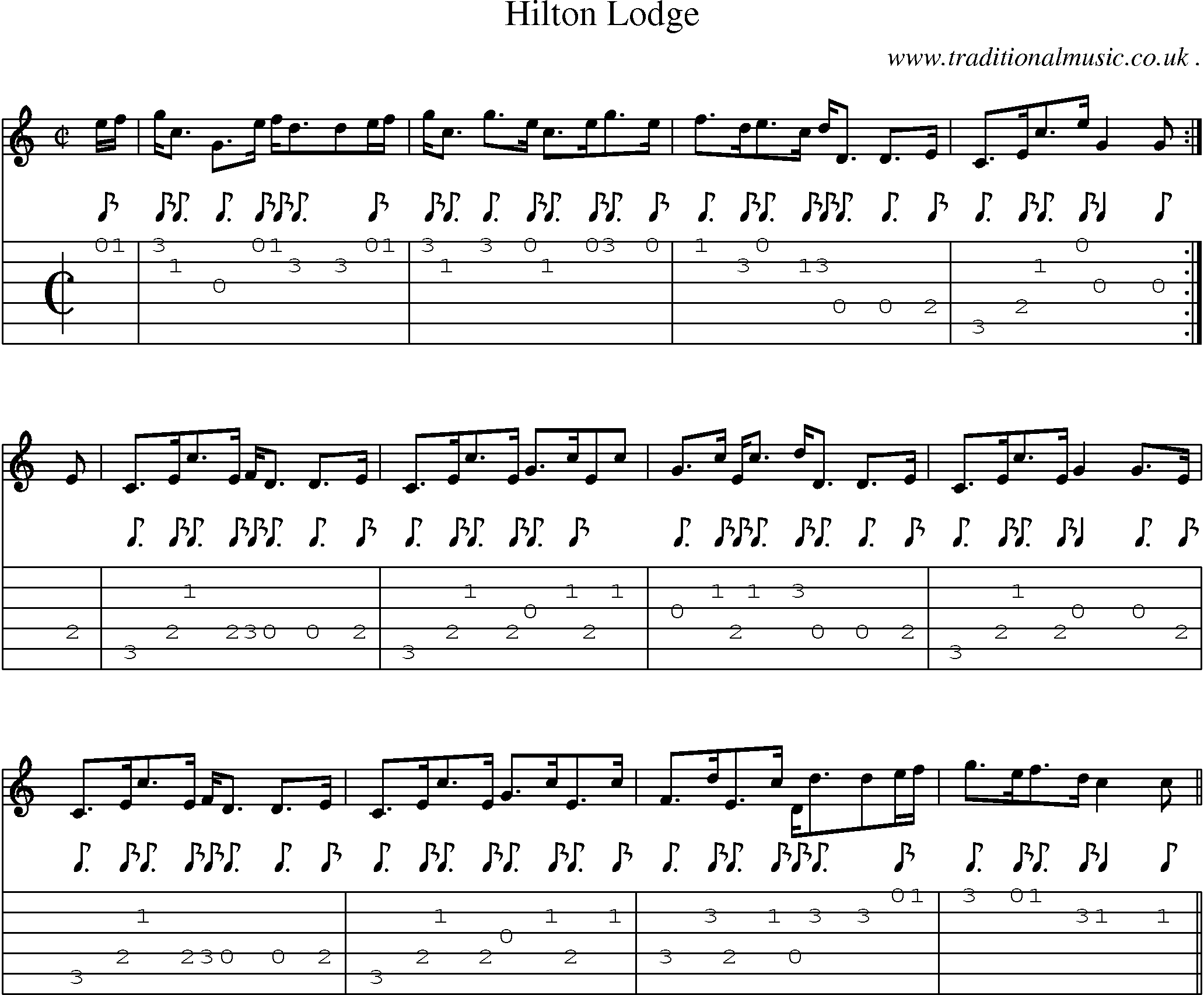 Sheet-music  score, Chords and Guitar Tabs for Hilton Lodge