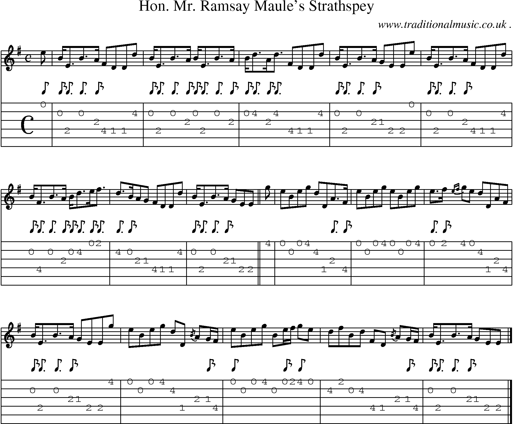 Sheet-music  score, Chords and Guitar Tabs for Hon Mr Ramsay Maules Strathspey