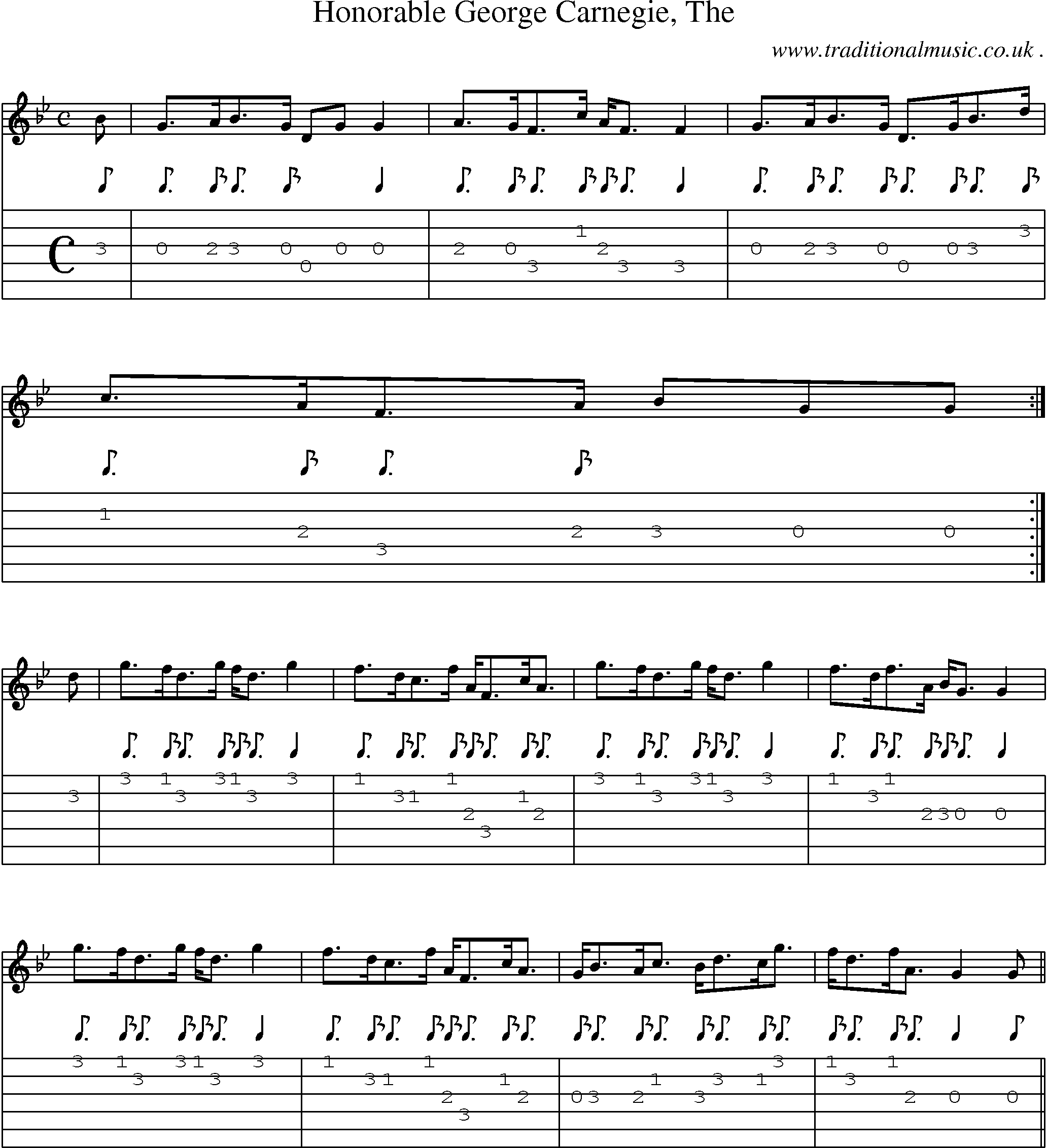 Sheet-music  score, Chords and Guitar Tabs for Honorable George Carnegie The