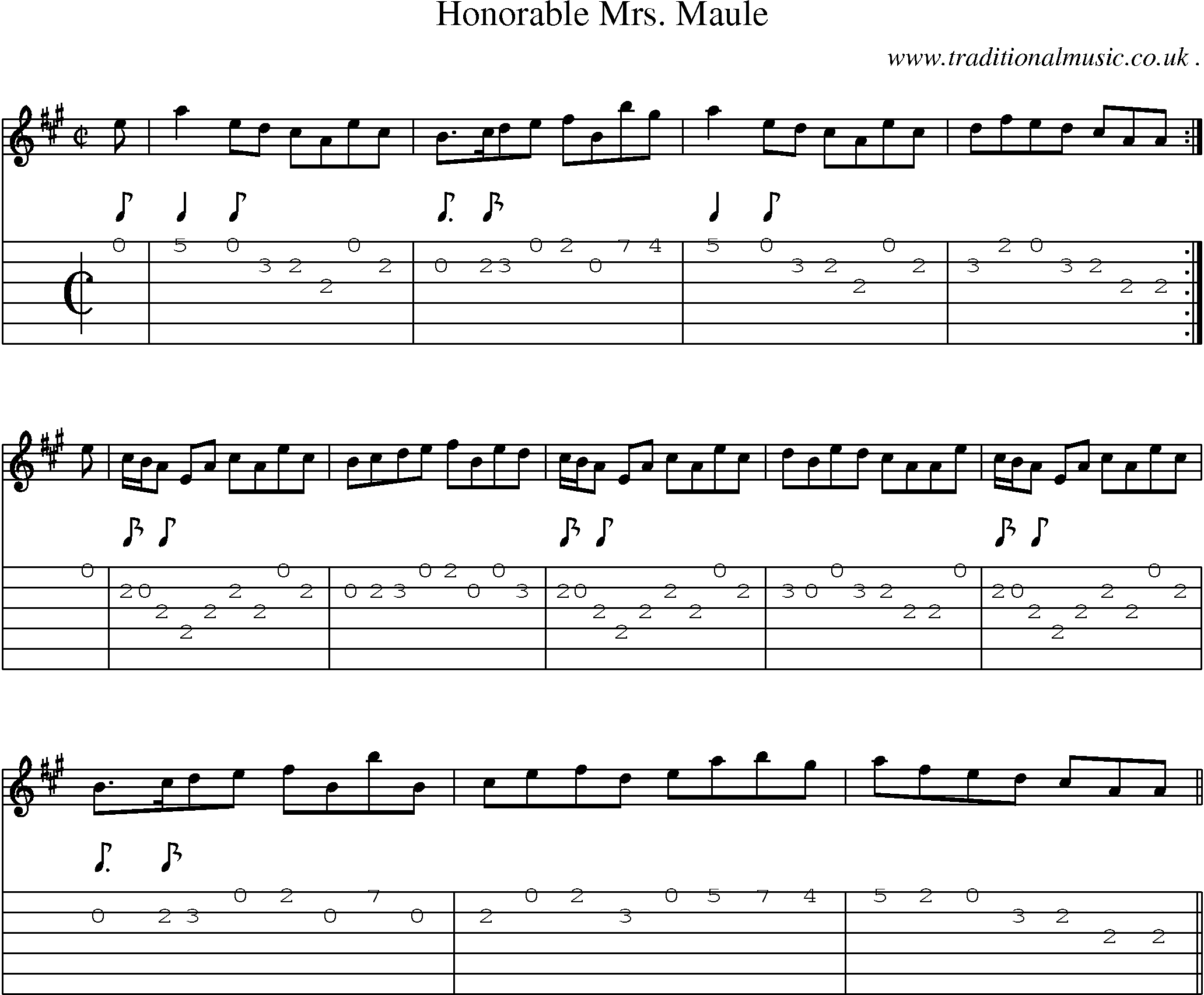 Sheet-music  score, Chords and Guitar Tabs for Honorable Mrs Maule