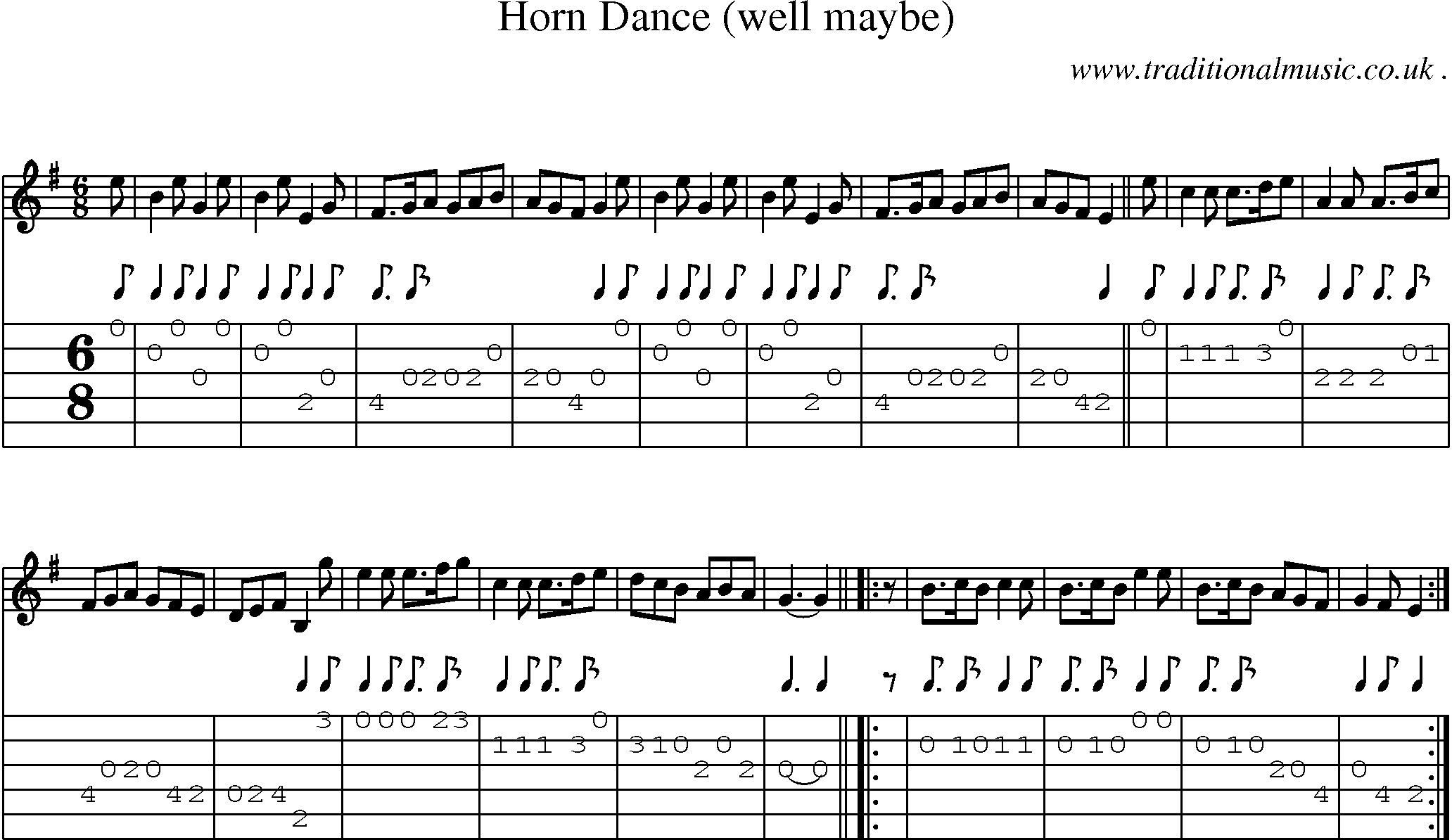 Sheet-music  score, Chords and Guitar Tabs for Horn Dance Well Maybe