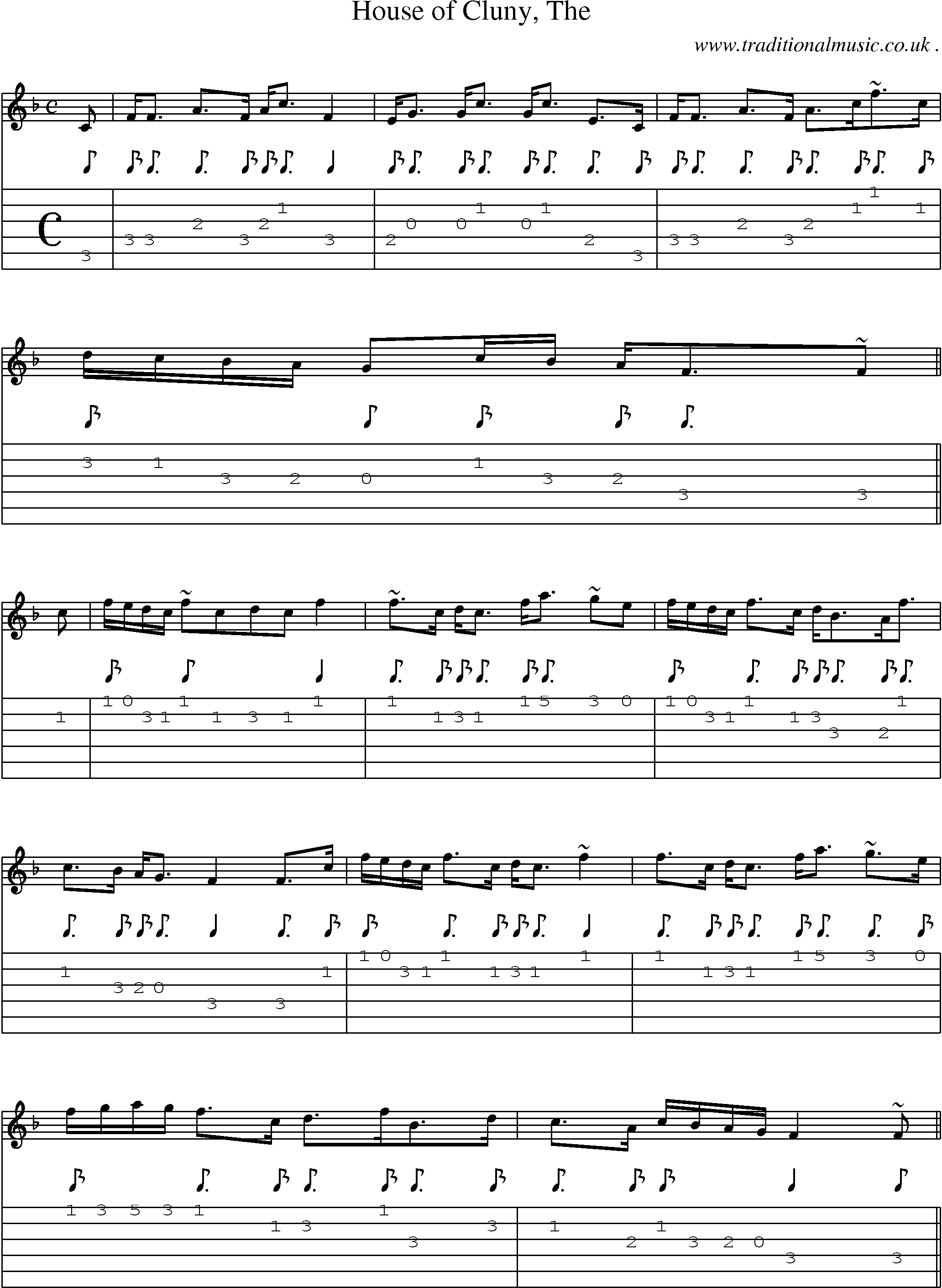 Sheet-music  score, Chords and Guitar Tabs for House Of Cluny The