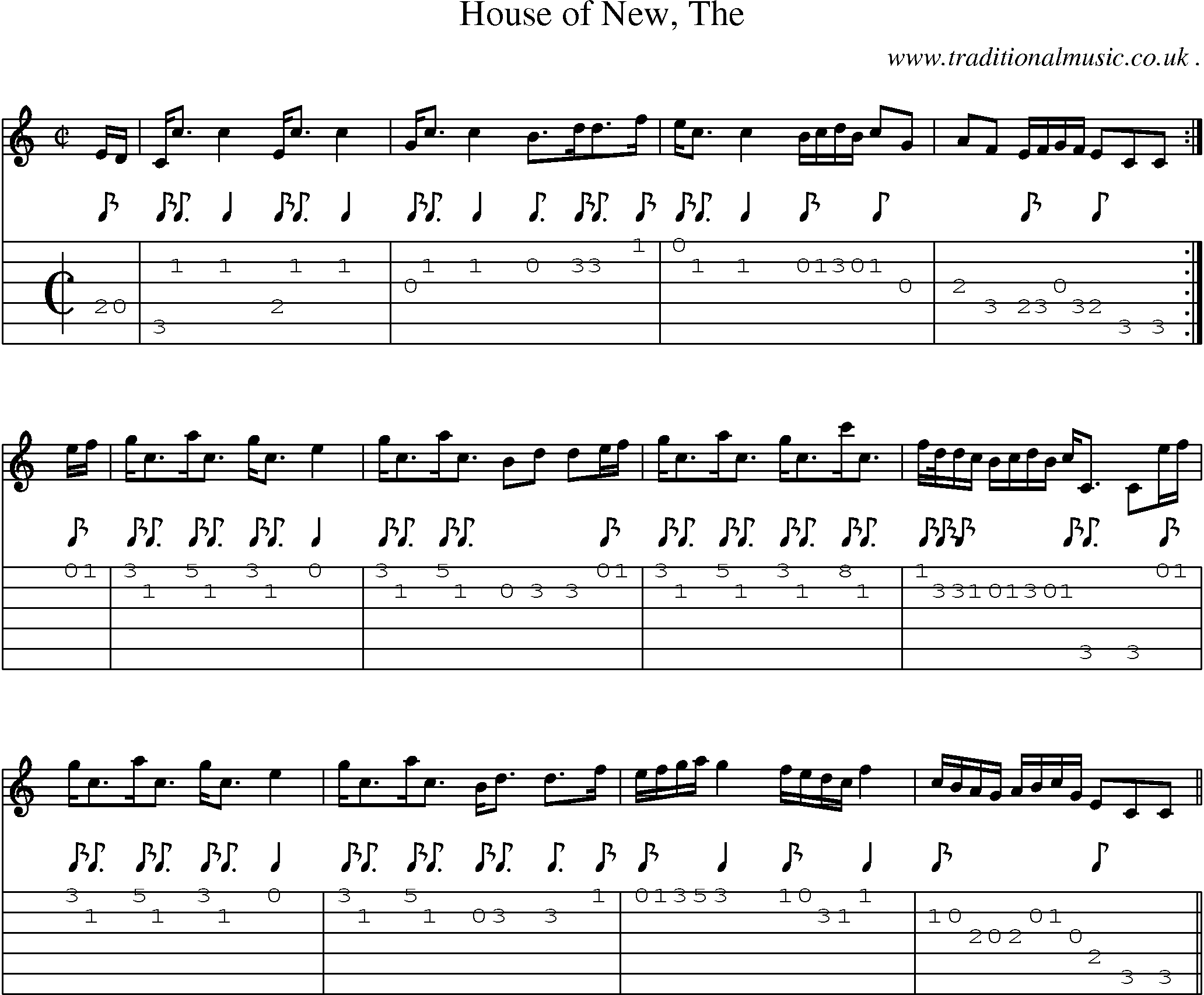 Sheet-music  score, Chords and Guitar Tabs for House Of New The